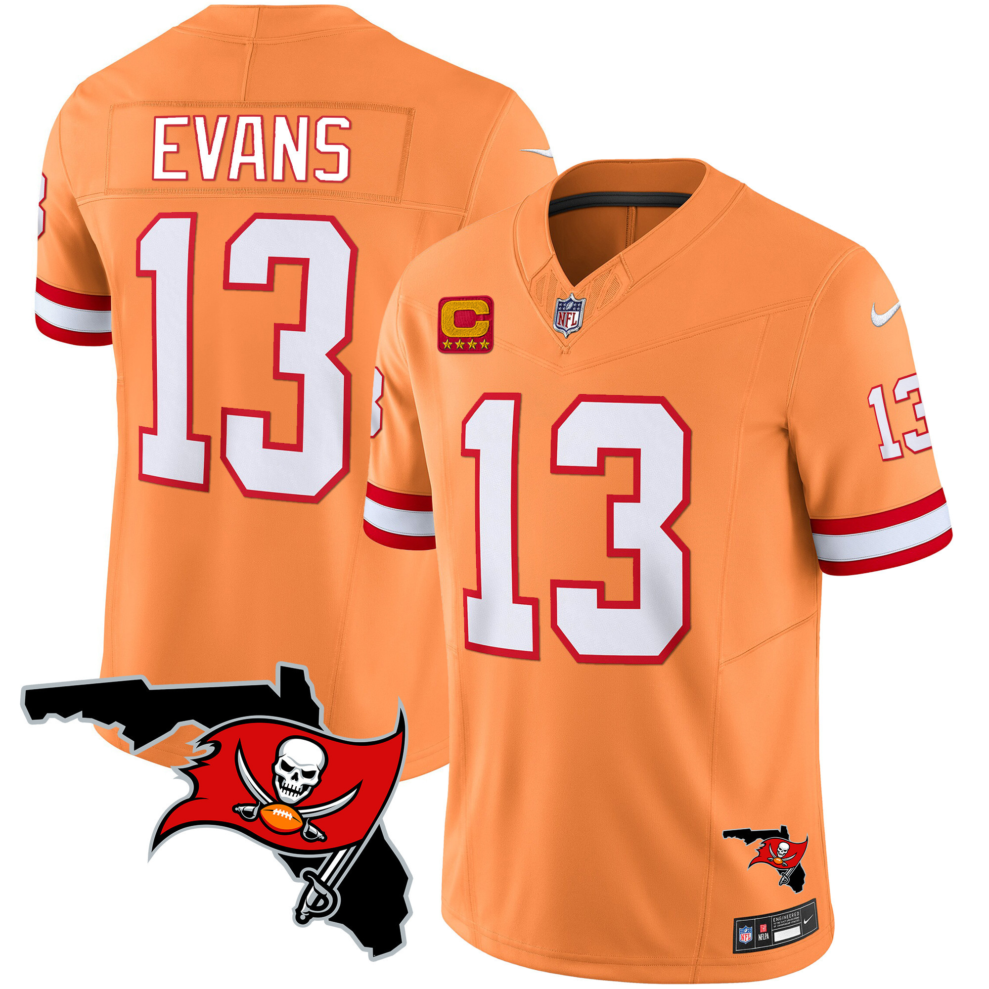 Mike Evans Men's Tampa Bay Buccaneers Florida Patch Vapor Limited Orange Jersey - All Stitched 