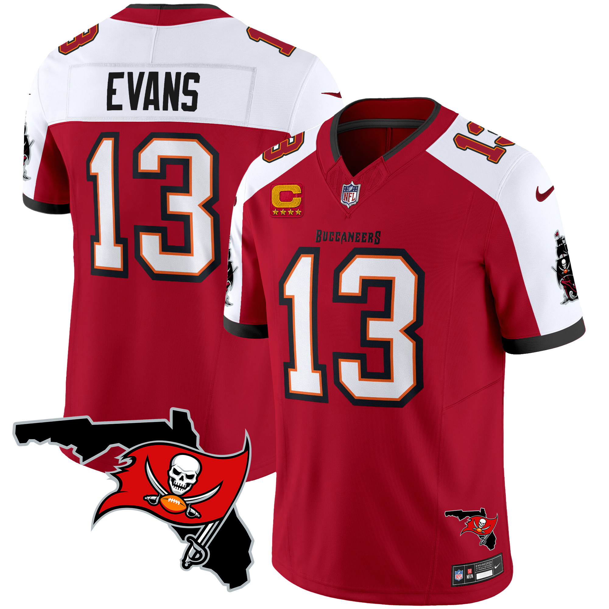 Mike Evans Men's Tampa Bay Buccaneers Florida Patch Vapor Limited Red Alternate Jersey - All Stitched 