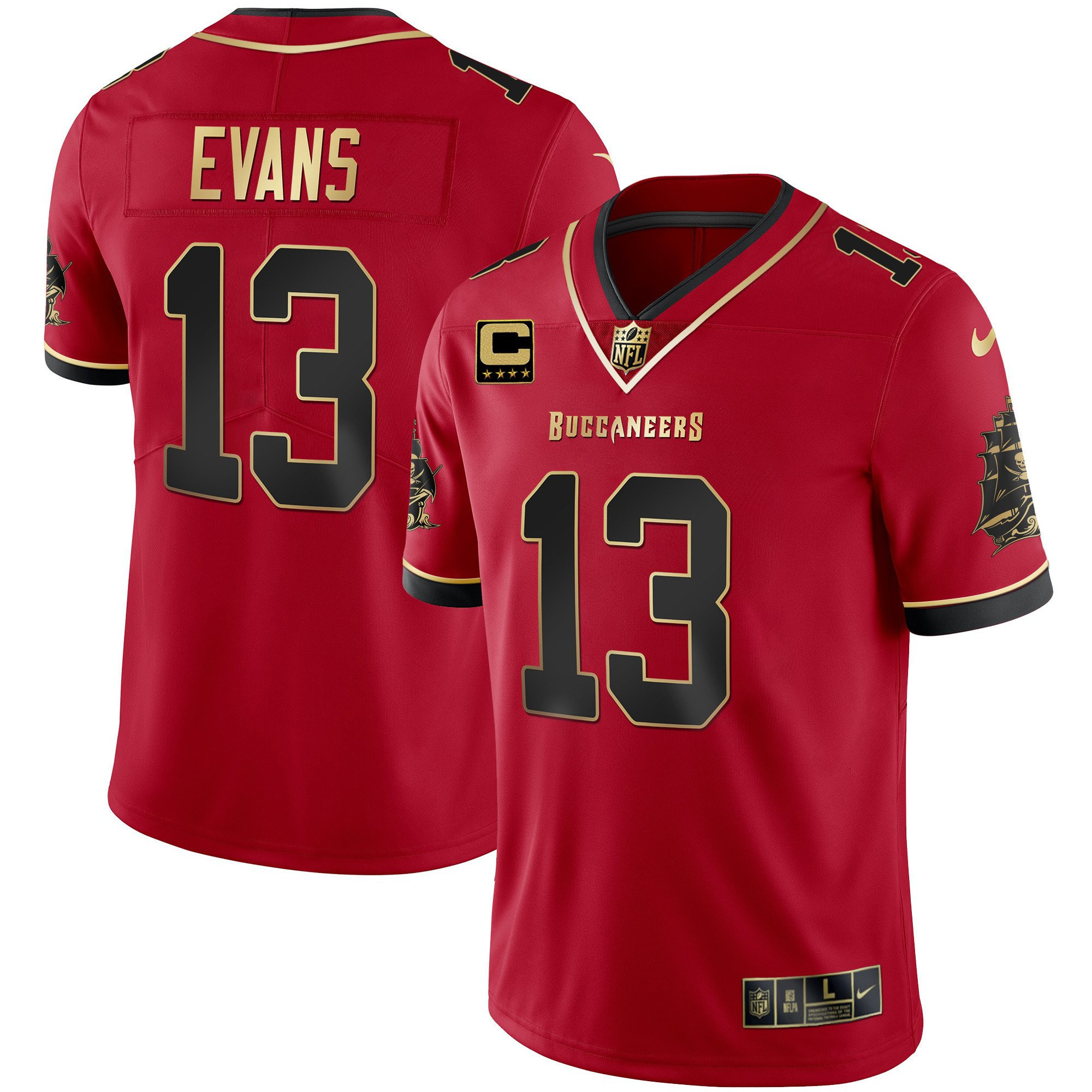 Mike Evans Men's Tampa Bay Buccaneers Gold Vapor Black Red Jersey - All Stitched 