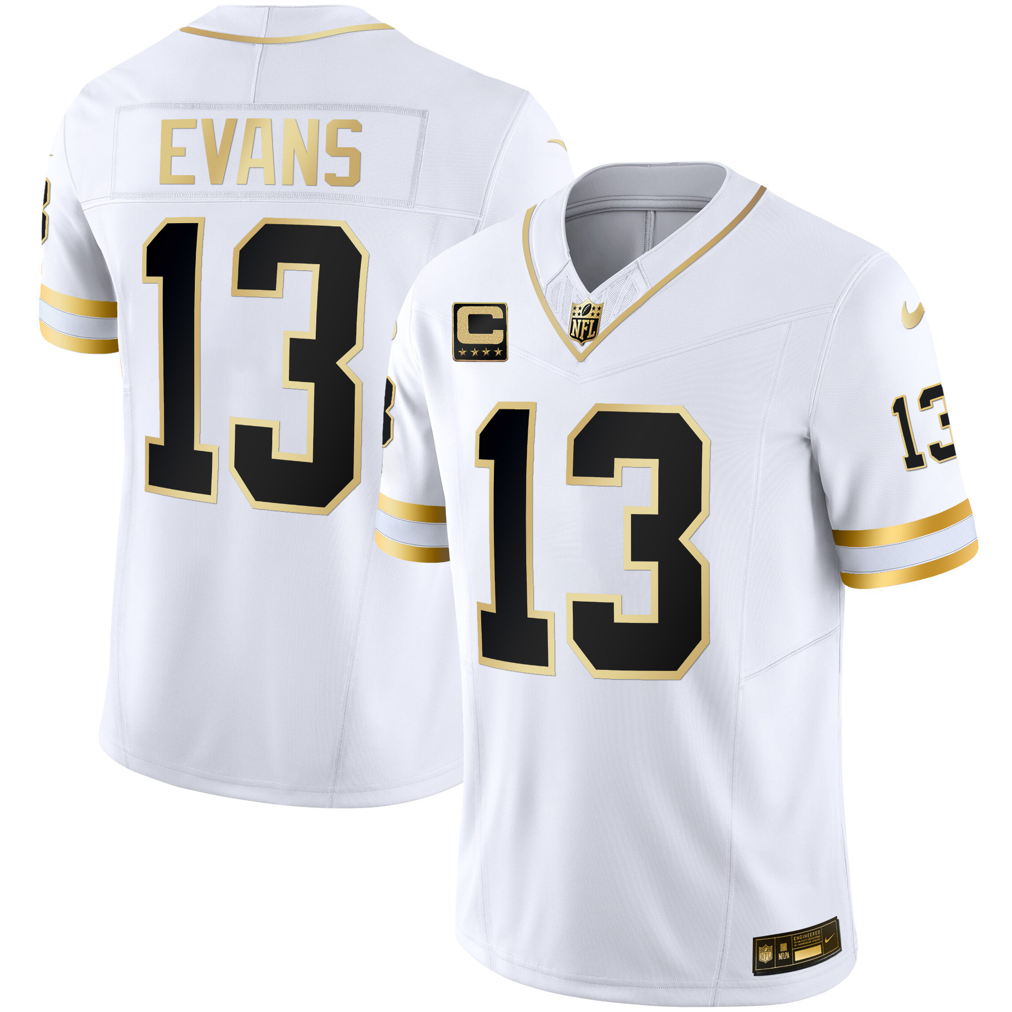 Mike Evans Men's Tampa Bay Buccaneers Throwback & Gold Limited White Gold Jersey - All Stitched 
