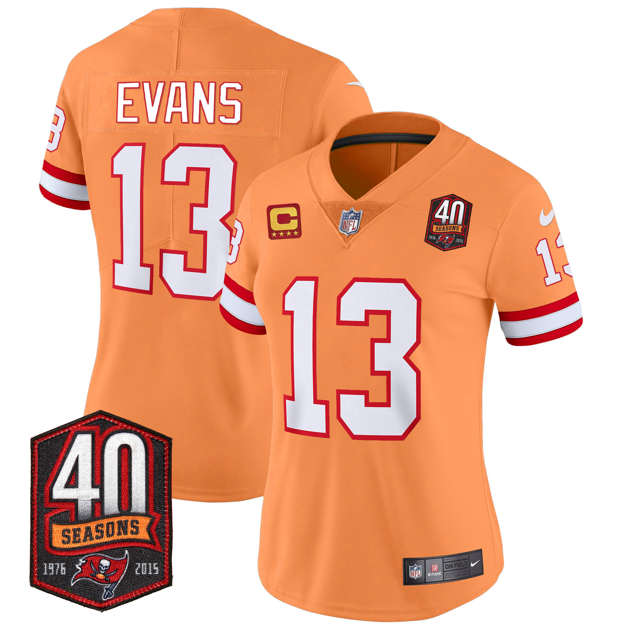 Mike Evans Women's Tampa Bay Buccaneers 40th Season Patch Vapor Limited Orange Jersey - All Stitched 