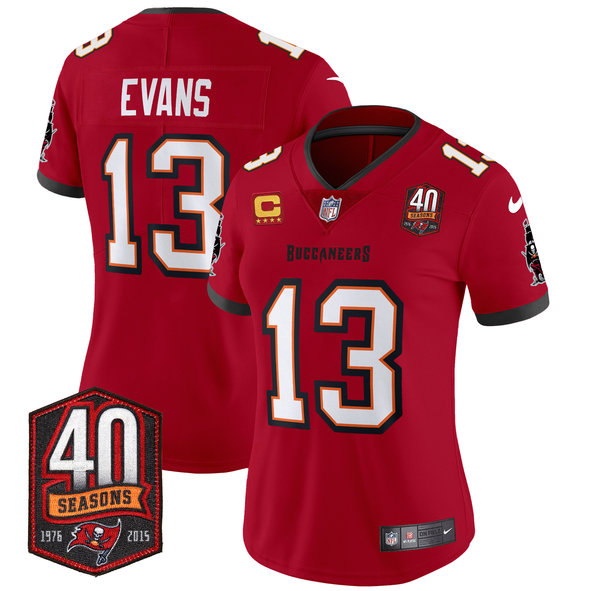 Mike Evans Women's Tampa Bay Buccaneers 40th Season Patch Vapor Limited Red Jersey - All Stitched 