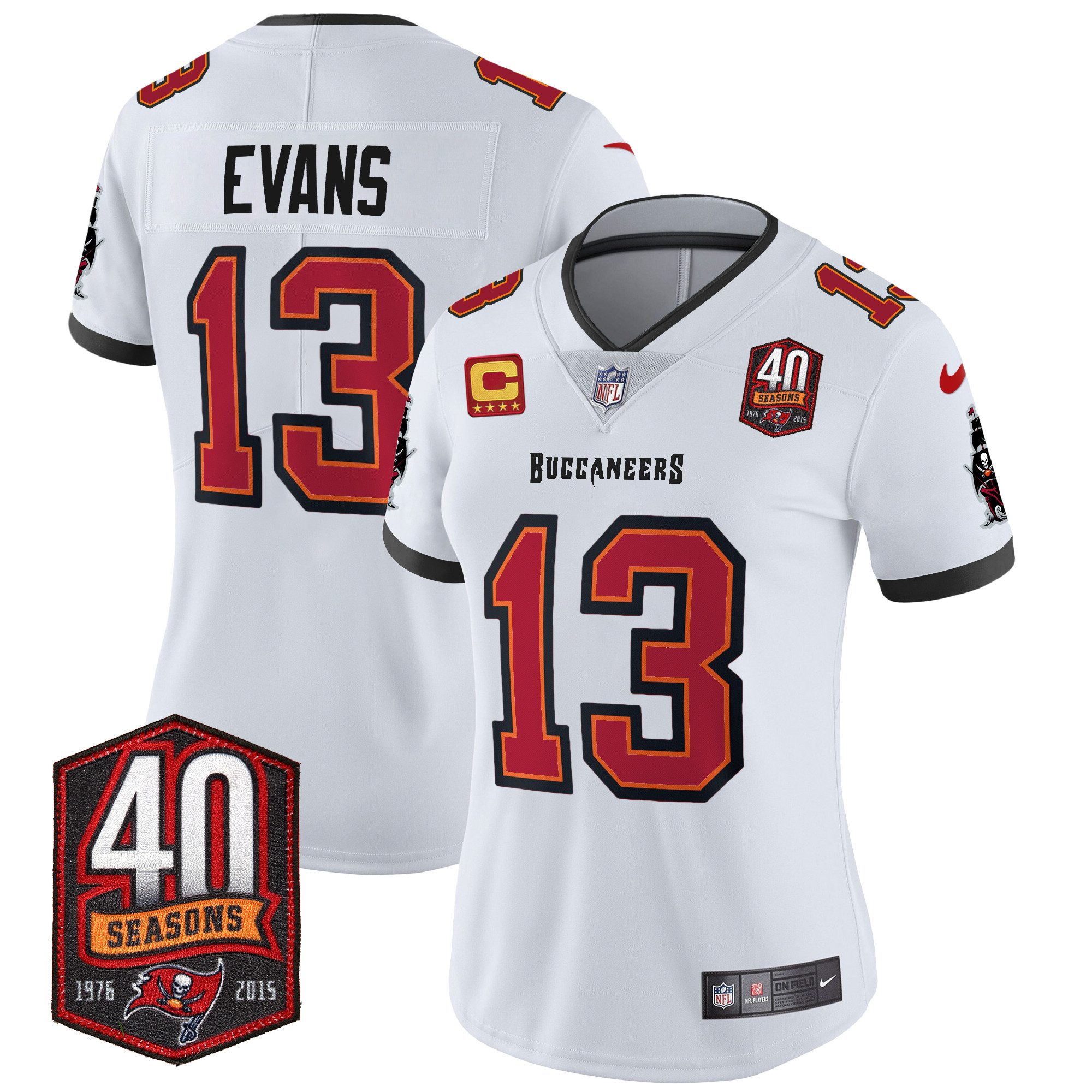 Mike Evans Women's Tampa Bay Buccaneers 40th Season Patch Vapor Limited White Jersey - All Stitched 