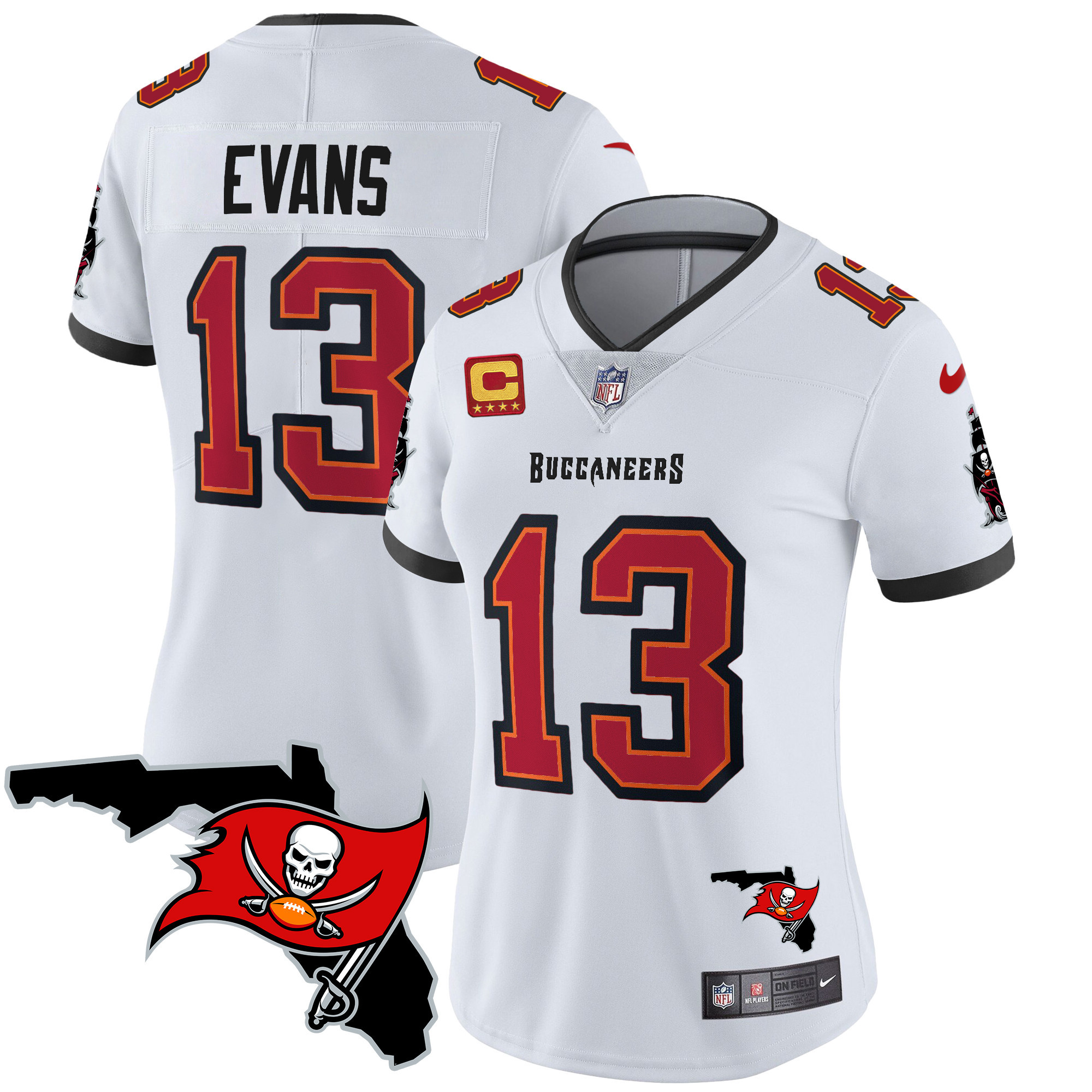 Mike Evans Women's Tampa Bay Buccaneers Florida Patch Vapor Limited White Jersey - All Stitched 