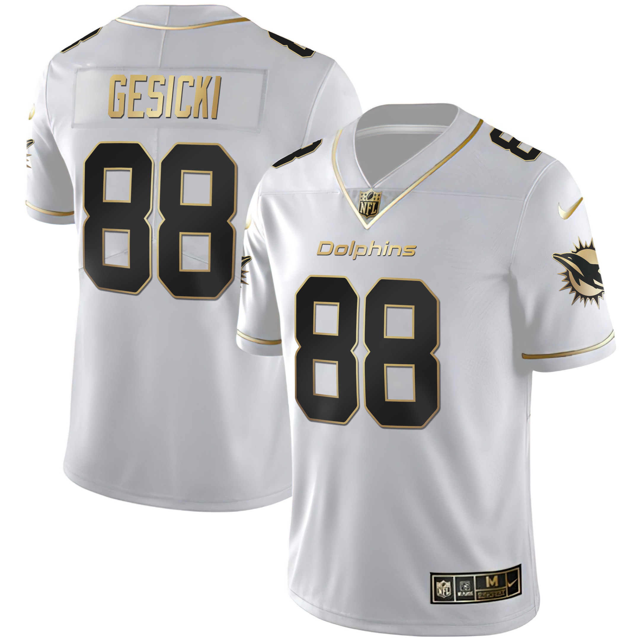 Mike Gesicki Women's Miami Dolphins White Gold & Black Gold White Gold Jersey - All Stitched 