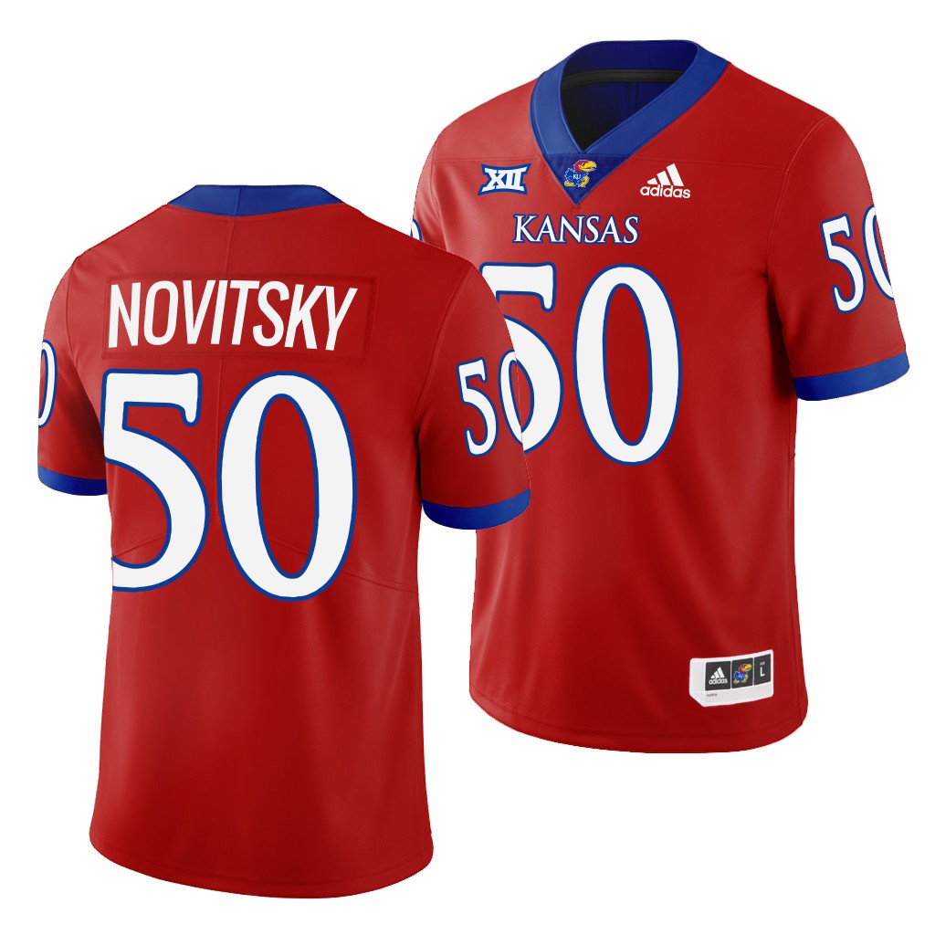Mike Novitsky Kansas Jayhawks #50 Red Jersey 2022-23 College Men's Uniform