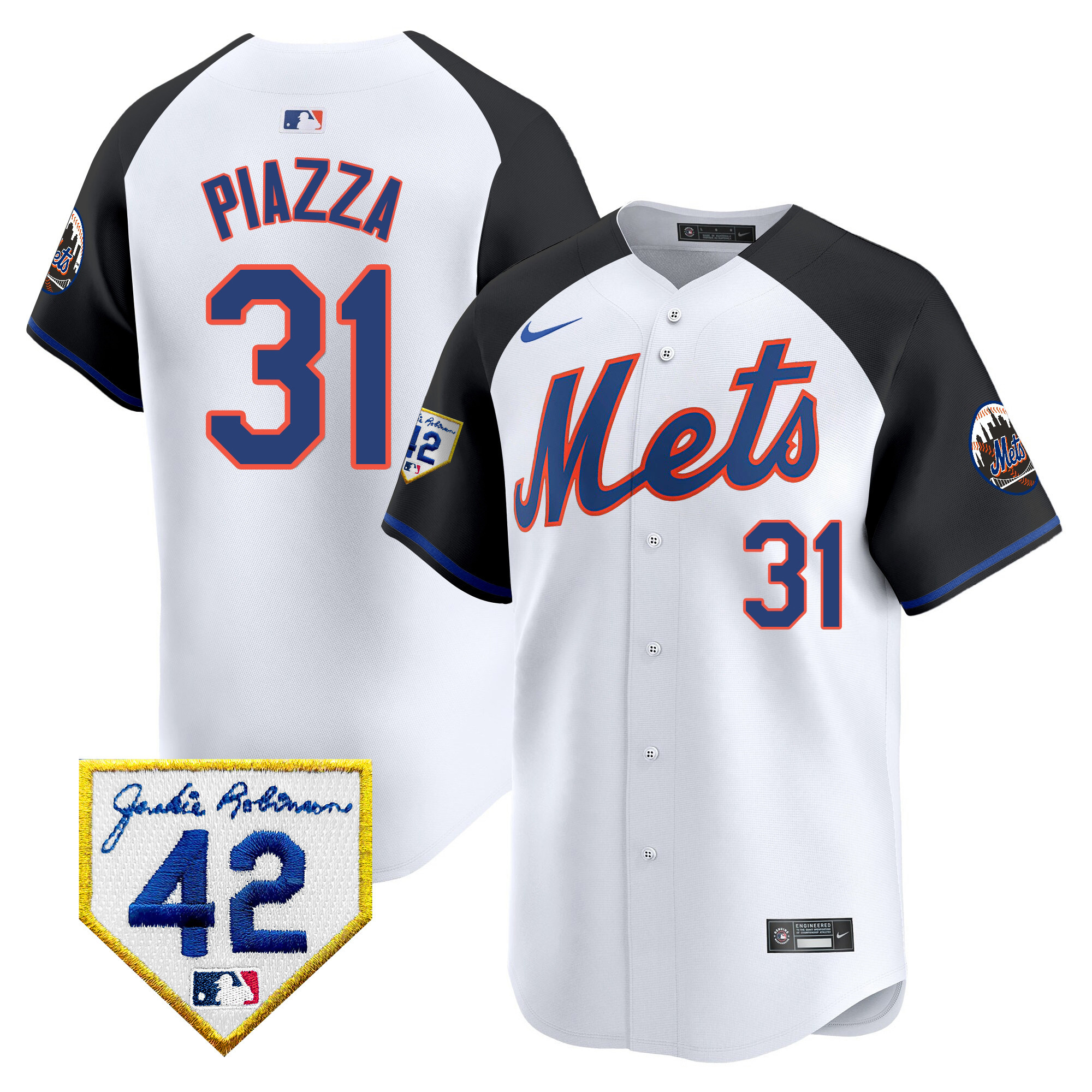 Mike Piazza Men's New York Mets 2024 Jackie Robinson Patch Vapor Premier Limited Alternate Jersey - All Stitched