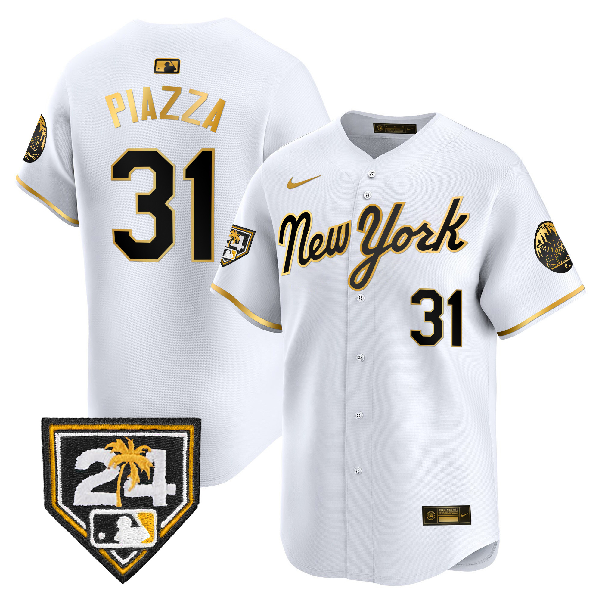Mike Piazza Men's New York Mets 2024 Spring Training Vapor Premier Limited White Gold Jersey - All Stitched