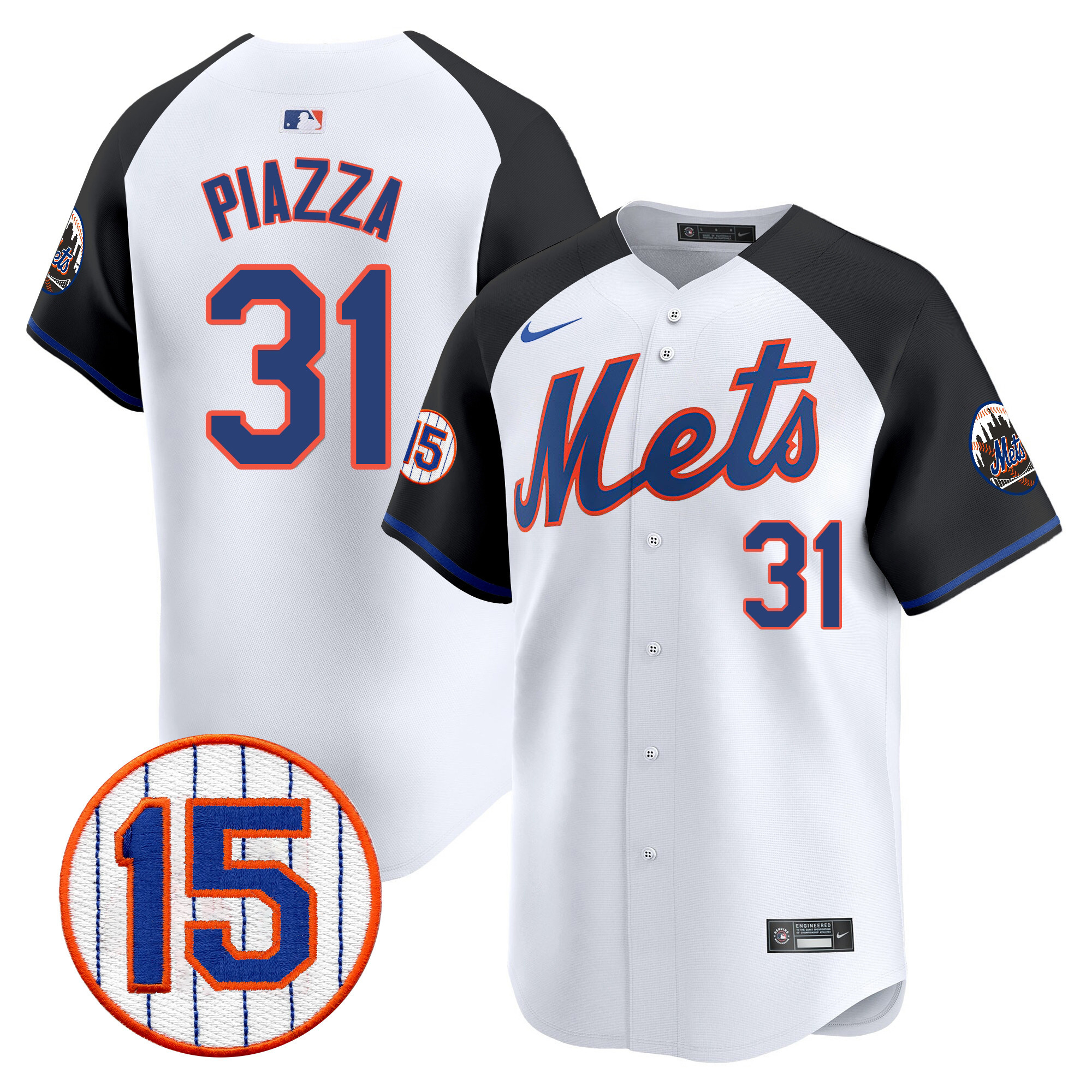 Mike Piazza Men's New York Mets Jerry Grote Patch Vapor Premier Limited Alternate Jersey - All Stitched