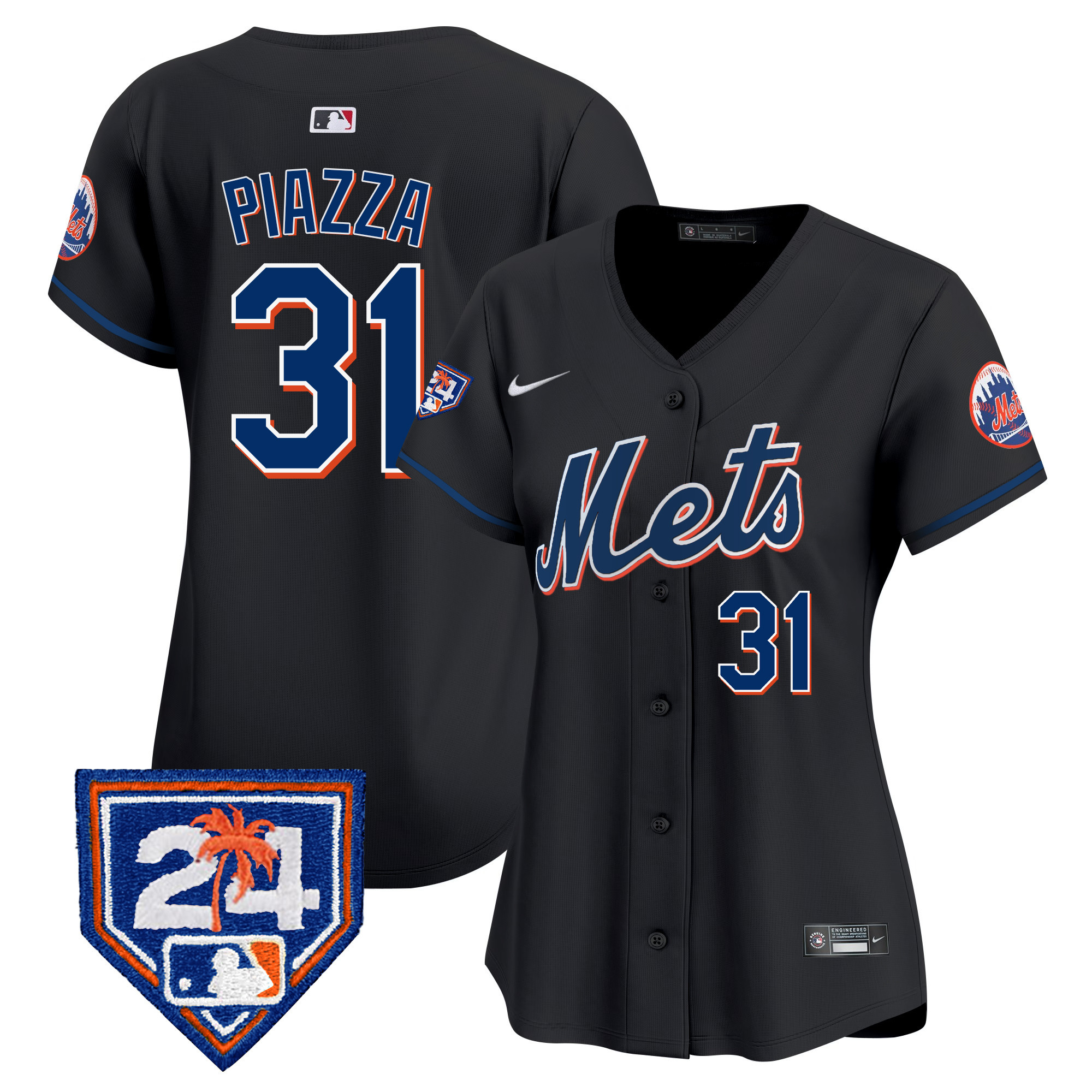 Mike Piazza Women's New York Mets 2024 Spring Training Vapor Premier Limited V2 Black Jersey - All Stitched
