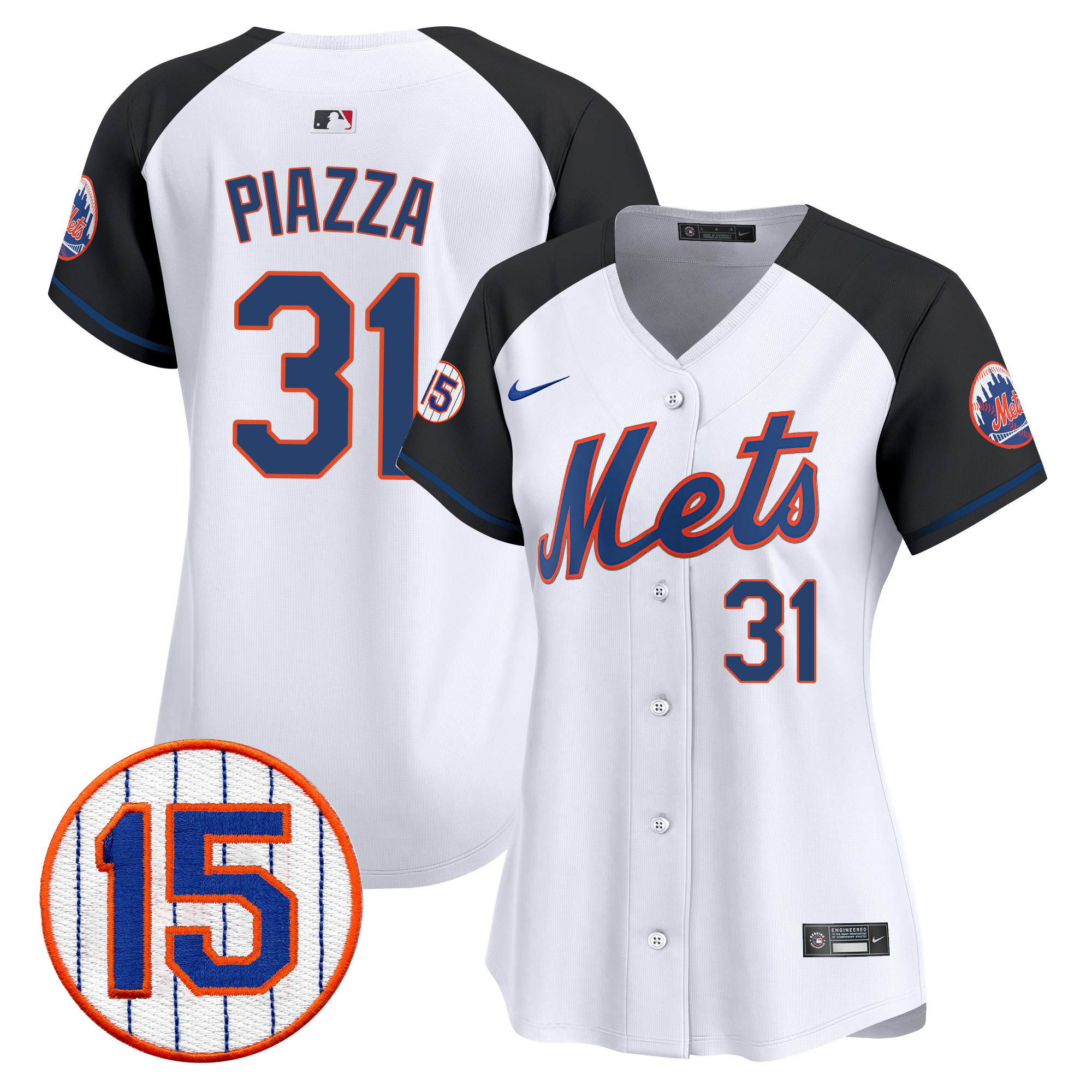 Mike Piazza Women's New York Mets Jerry Grote Patch Vapor Premier Limited Alternate Jersey - All Stitched