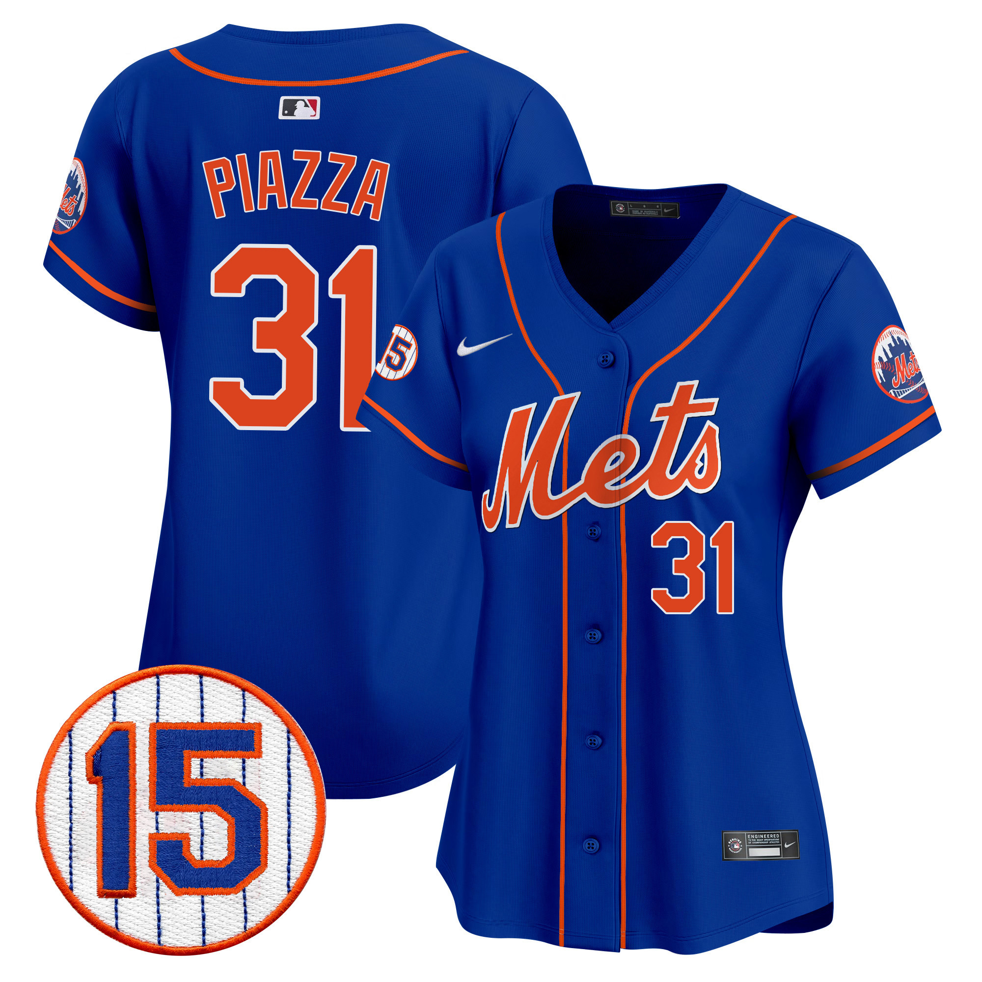 Mike Piazza Women's New York Mets Jerry Grote Patch Vapor Premier Limited Royal Jersey - All Stitched