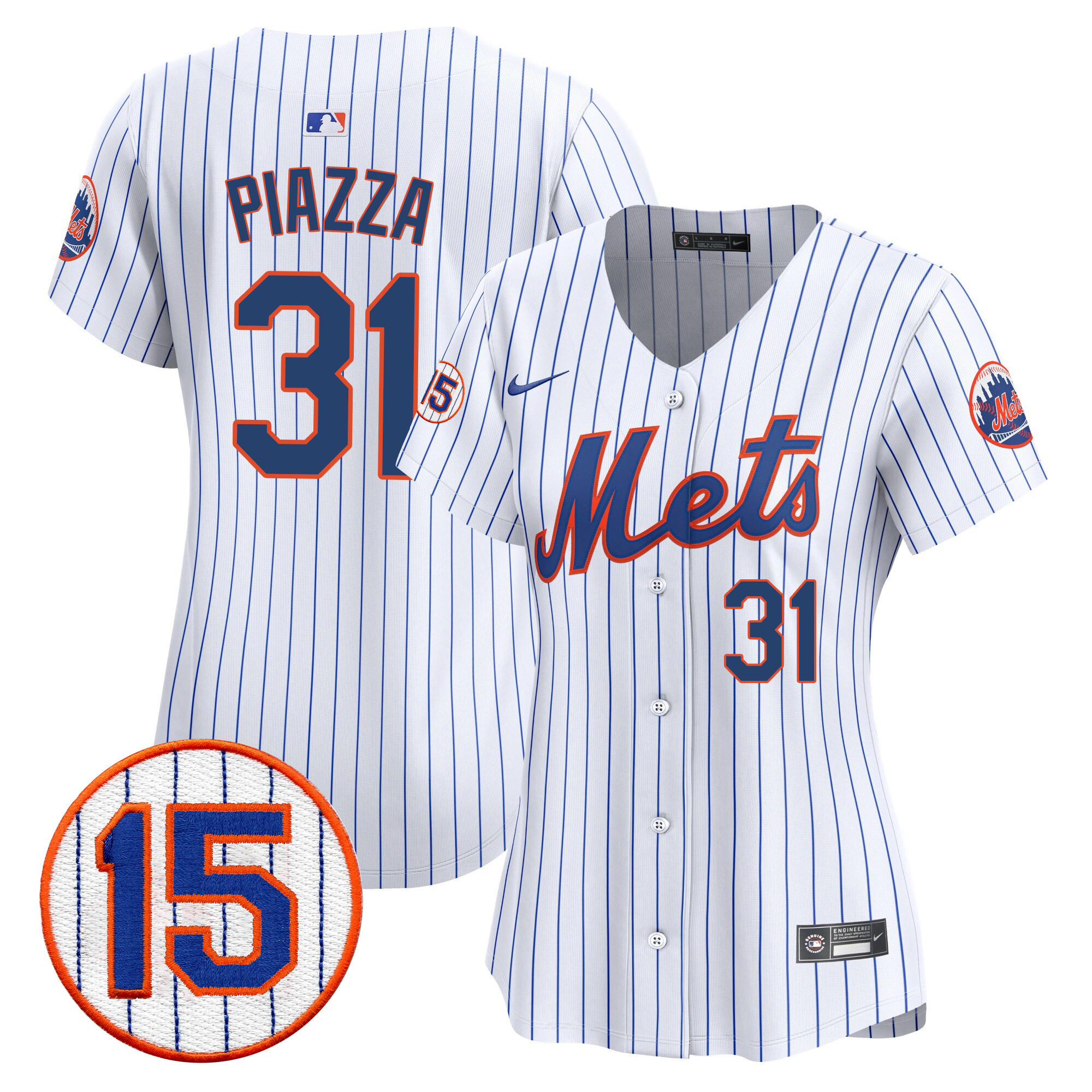 Mike Piazza Women's New York Mets Jerry Grote Patch Vapor Premier Limited White Jersey - All Stitched