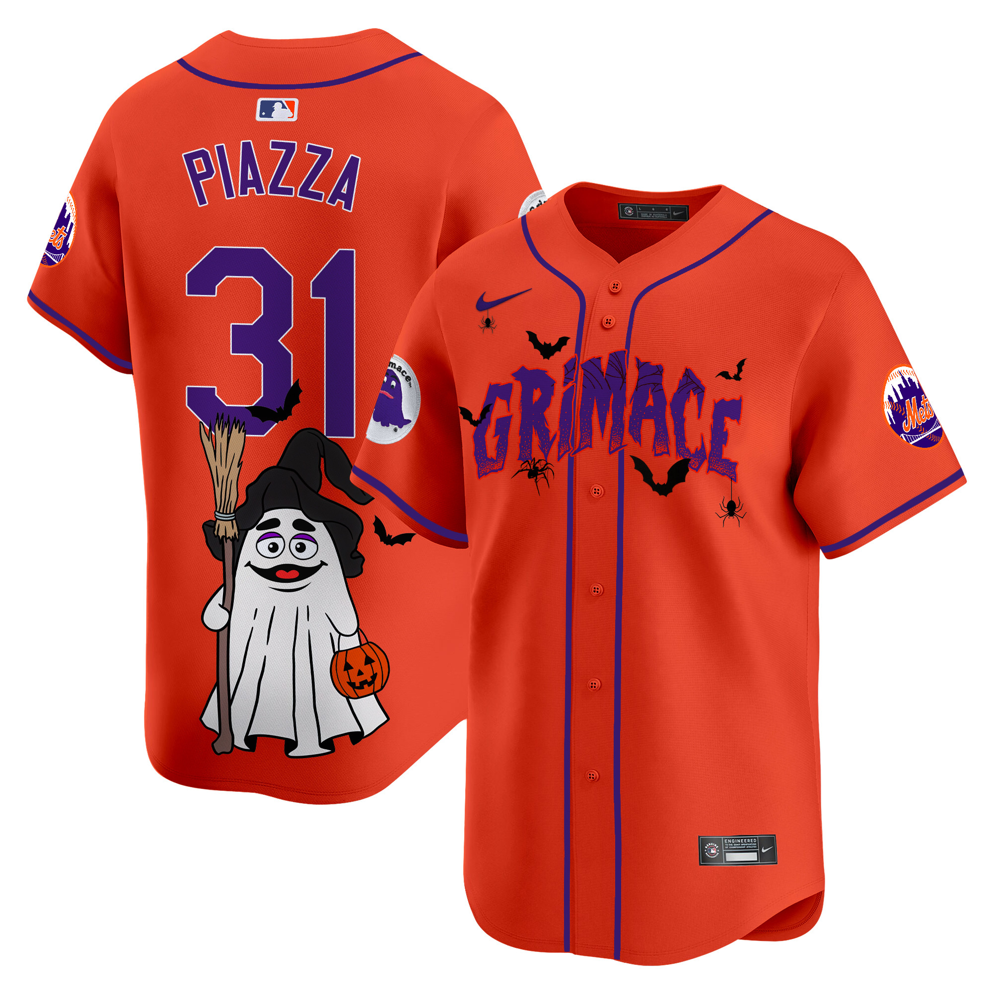 Mike PiazzaUnisex New York Mets Grimace Halloween Vapor Premier Limited Orange Jersey- Printed