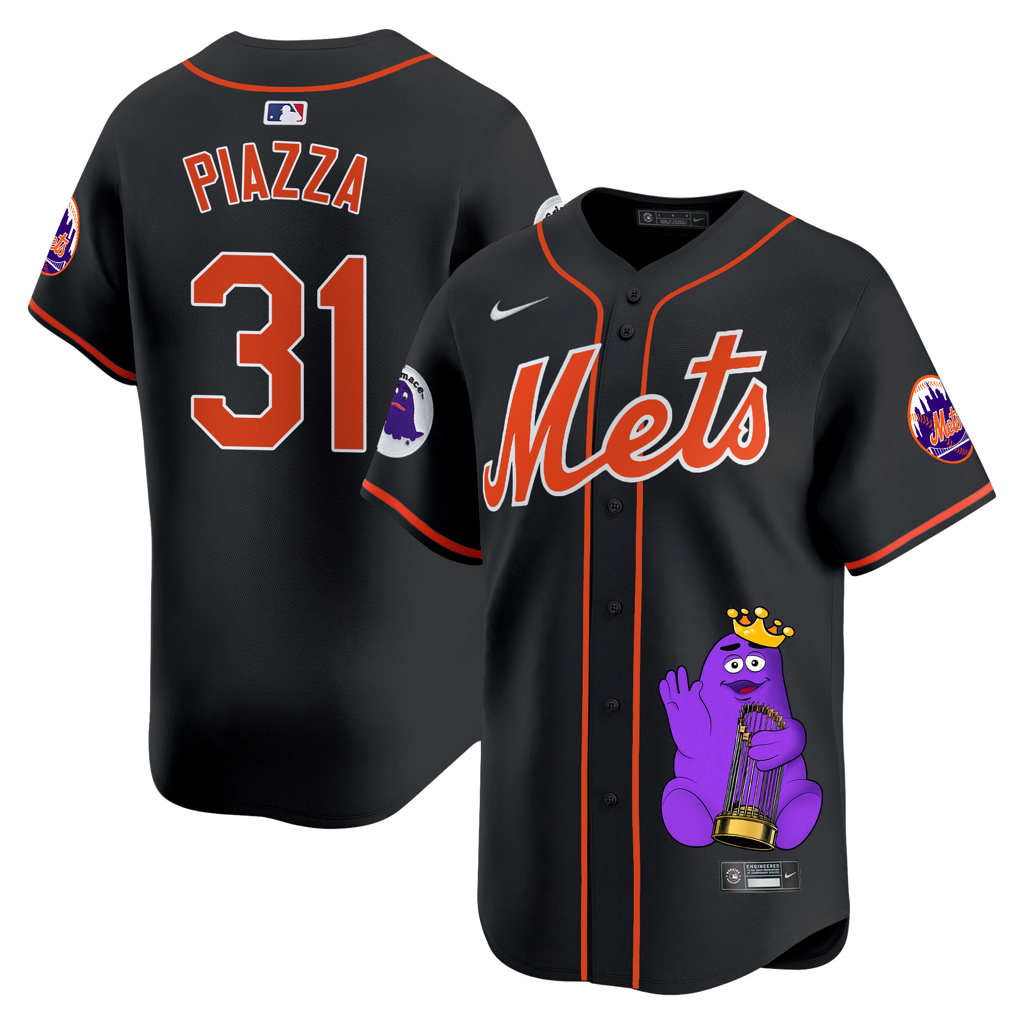 Mike PiazzaUnisex New York Mets Grimace Vapor Premier Limited Black Jersey - Printed