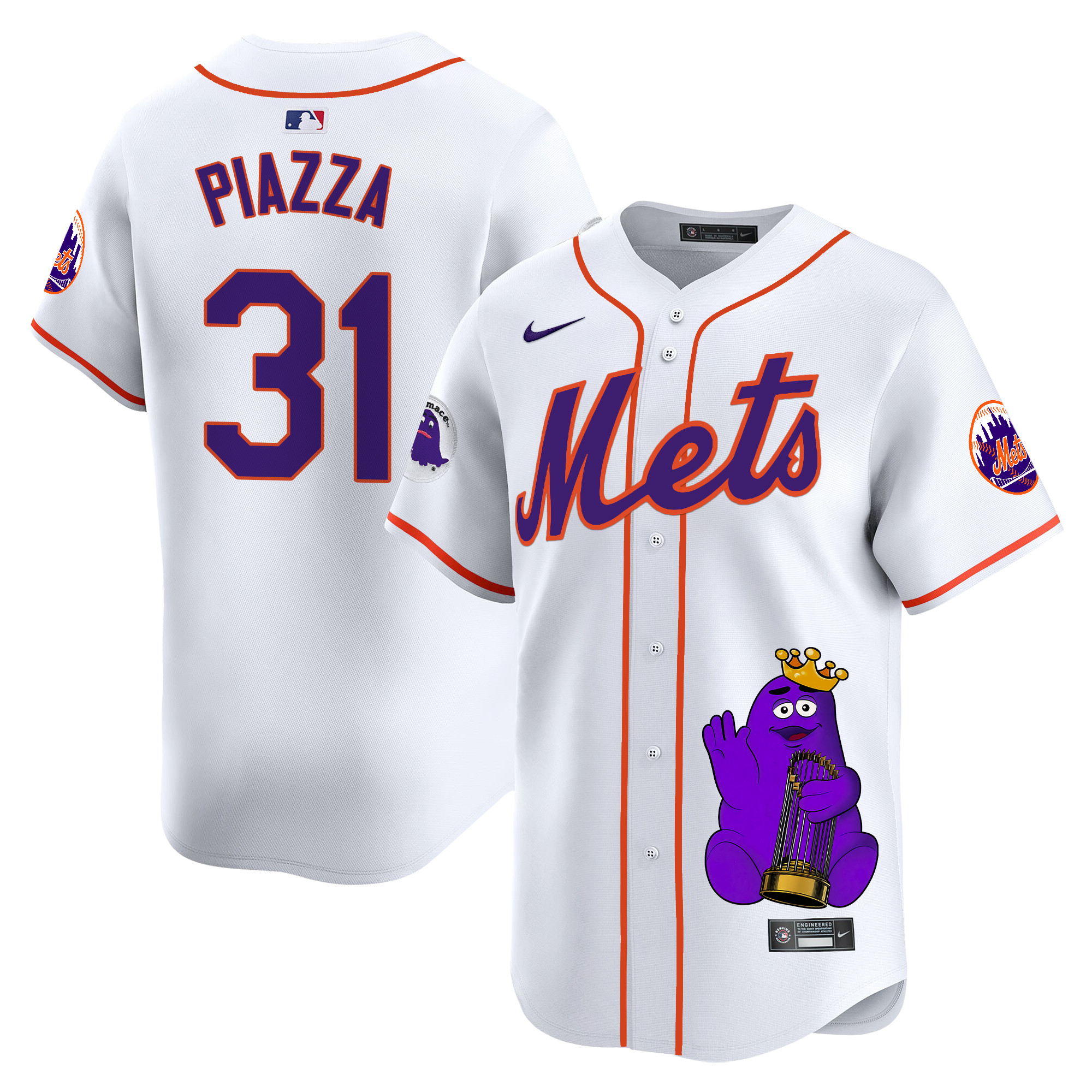 Mike PiazzaUnisex New York Mets Grimace Vapor Premier Limited White Jersey - Printed