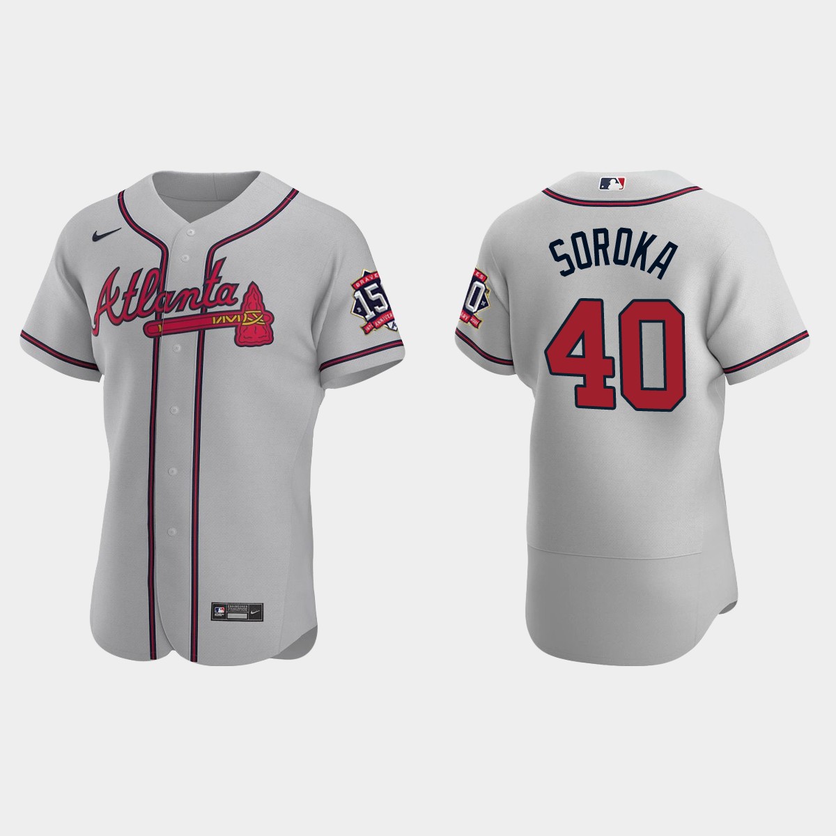 Mike Soroka Atlanta Braves 150th Anniversary World Series Jersey - Gray