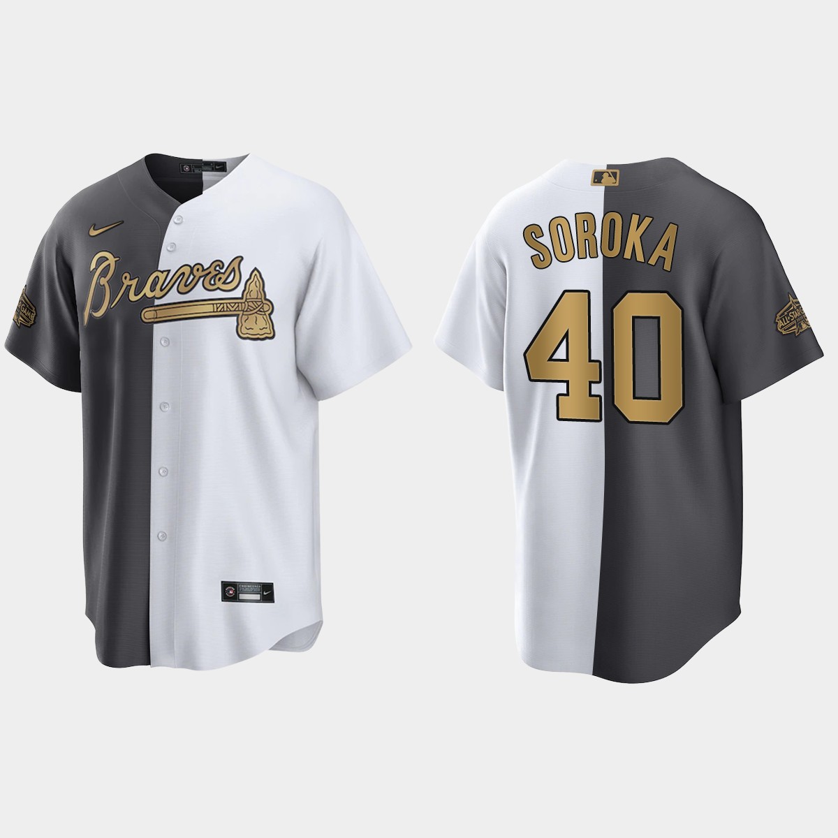 Mike Soroka Atlanta Braves 2022 MLB All-Star Game Split Jersey - White Charcoal