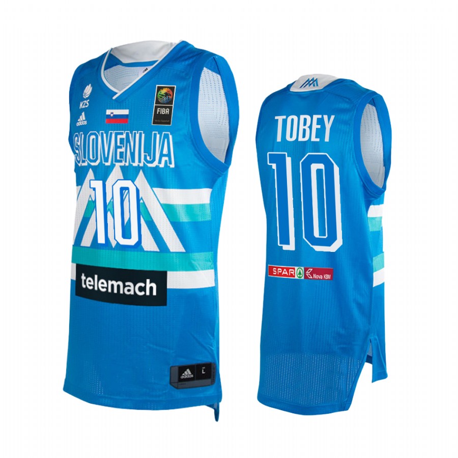 Mike Tobey Slovenia #10 Blue 2021 Tokyo Olymipcs Home Jersey