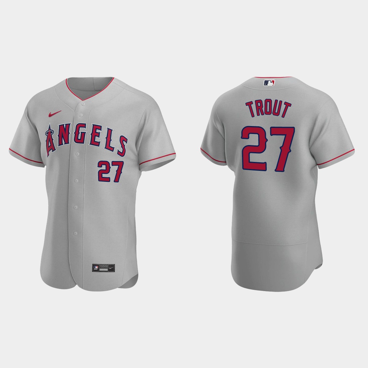 Mike Trout #27 Los Angeles Angels Gray 2020 Road Jersey