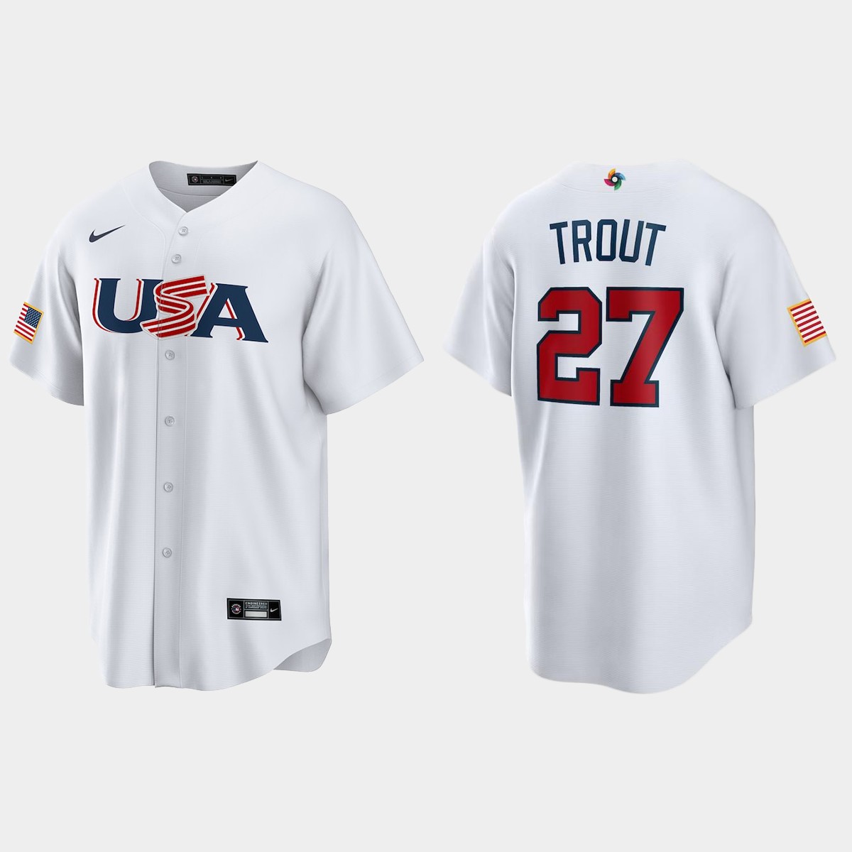 Mike Trout Los Angeles Angels 2023 World Classic USA Jersey - White