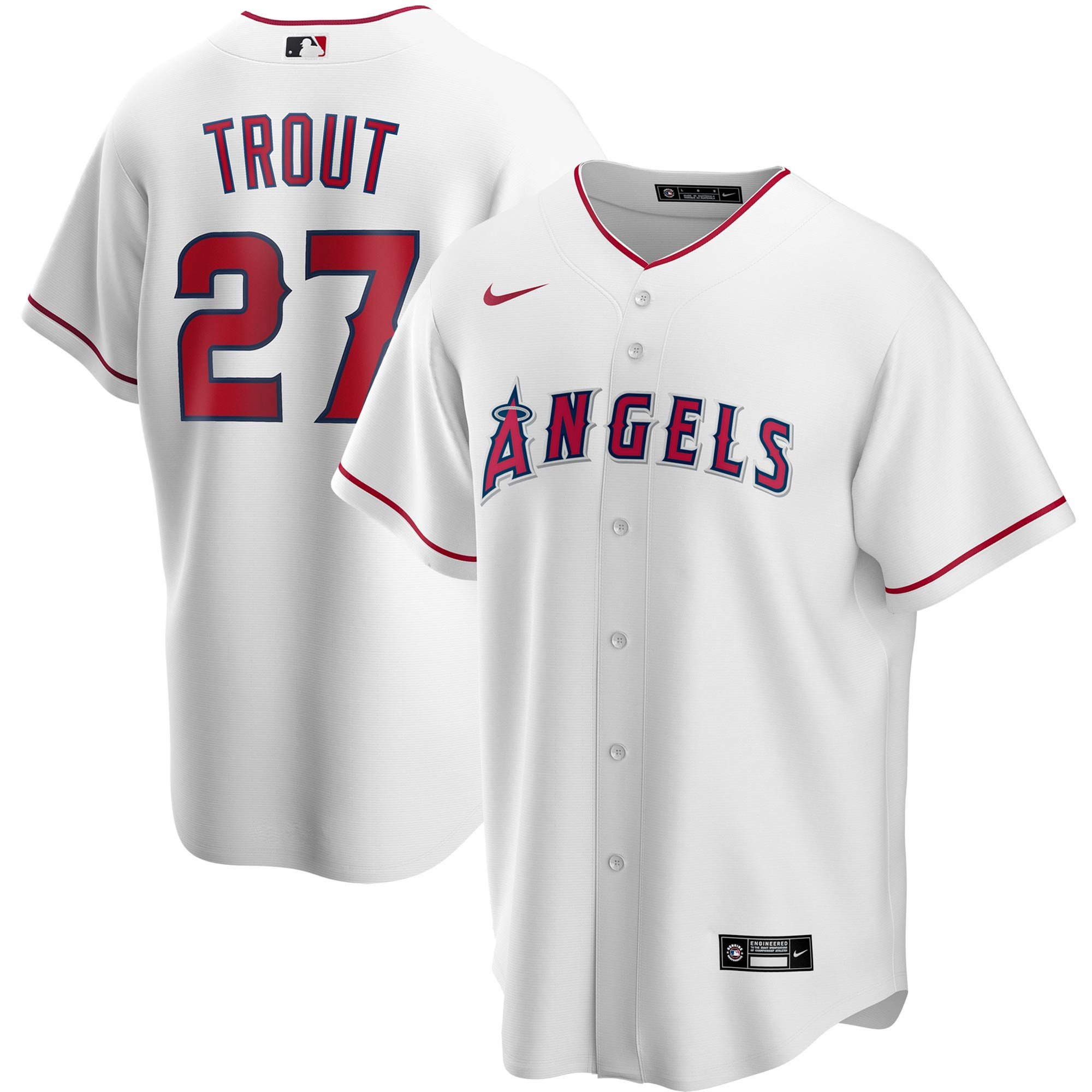 Mike Trout Los Angeles Angels Nike Home Replica Player Name Stitched Jersey – White