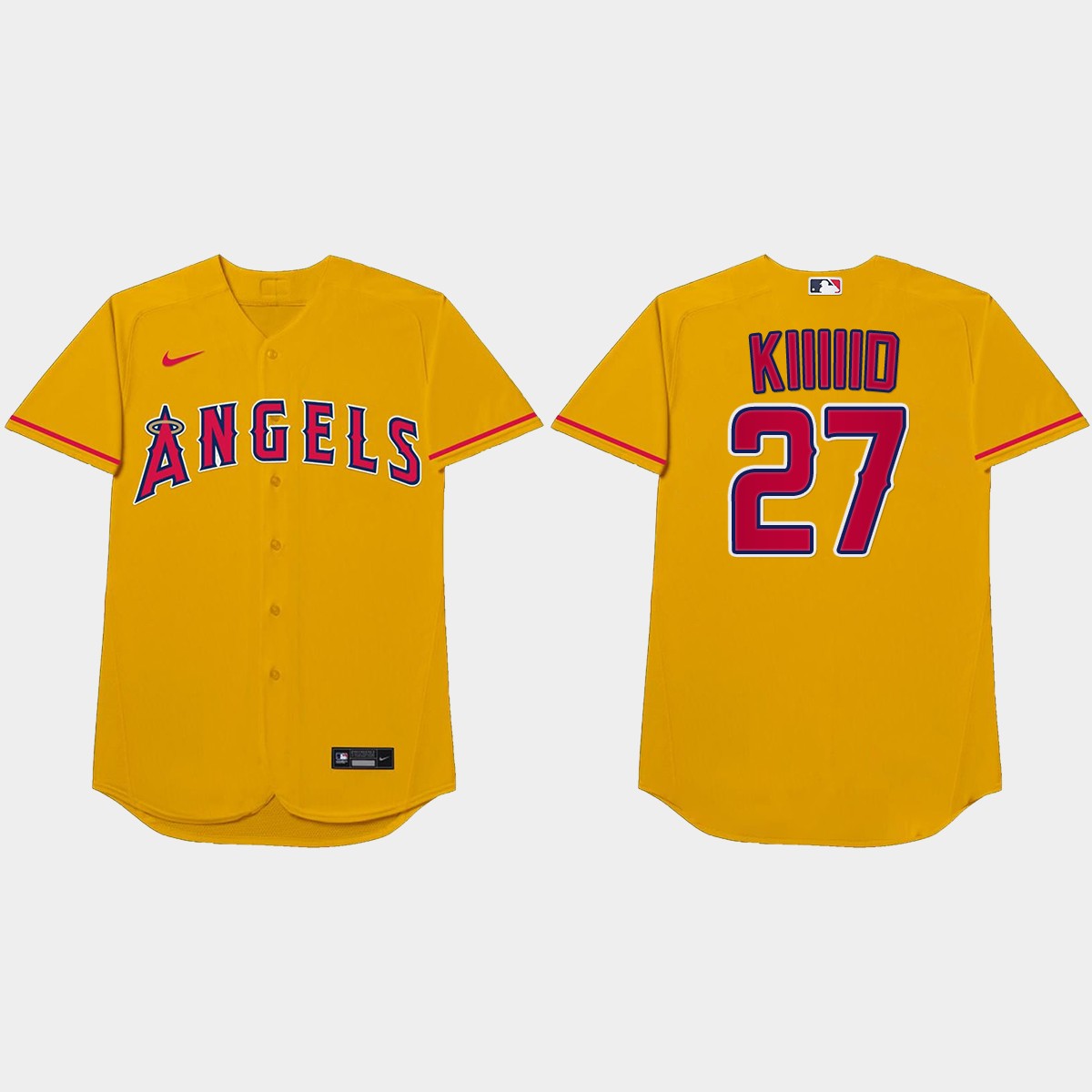 Mike Trout Nickname Angels 2021 Players' Weekend Kiiiiid Jersey - Gold