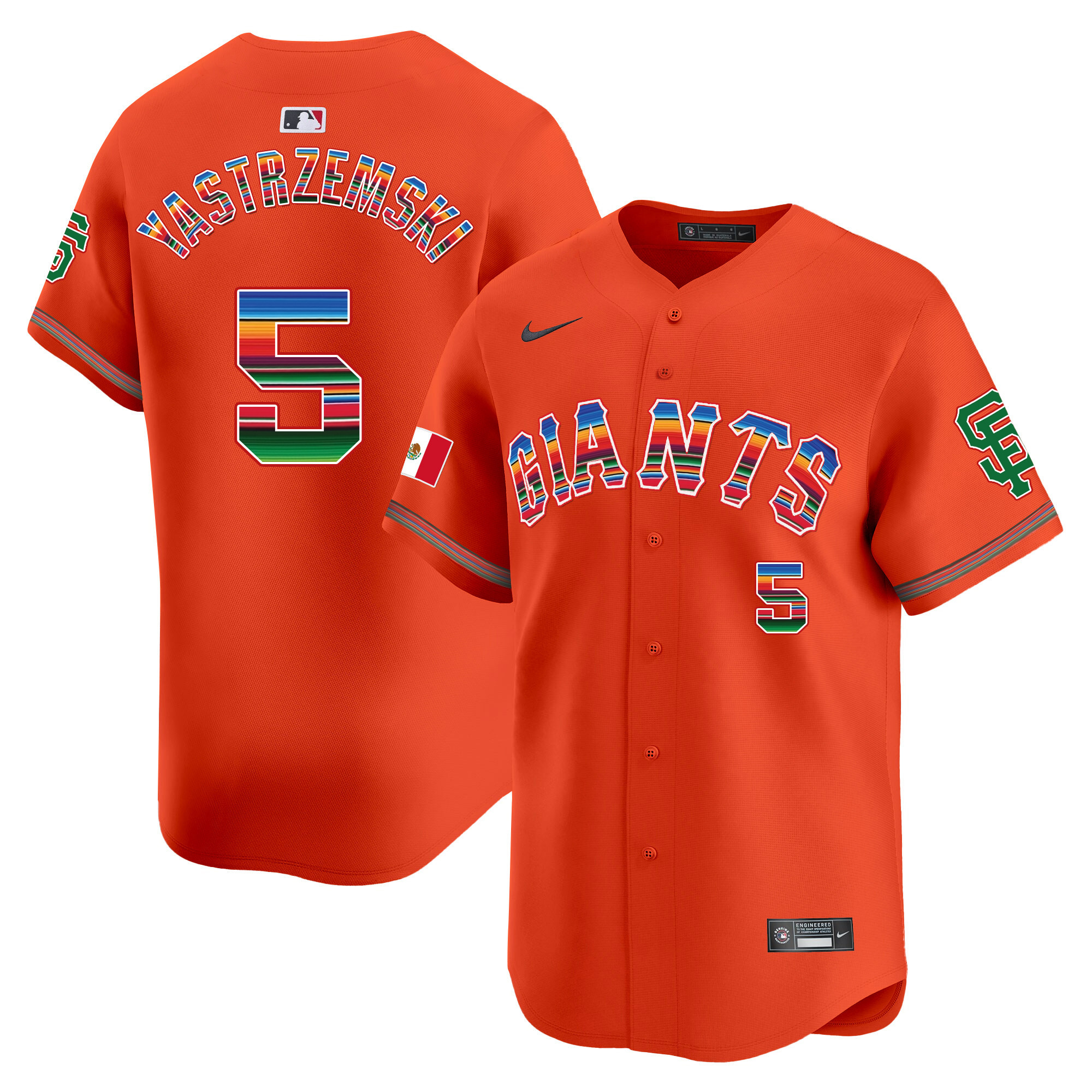 Mike Yastrzemski Men's San Francisco Giants Mexico Vapor Premier Limited Orange Jersey - All Stitched