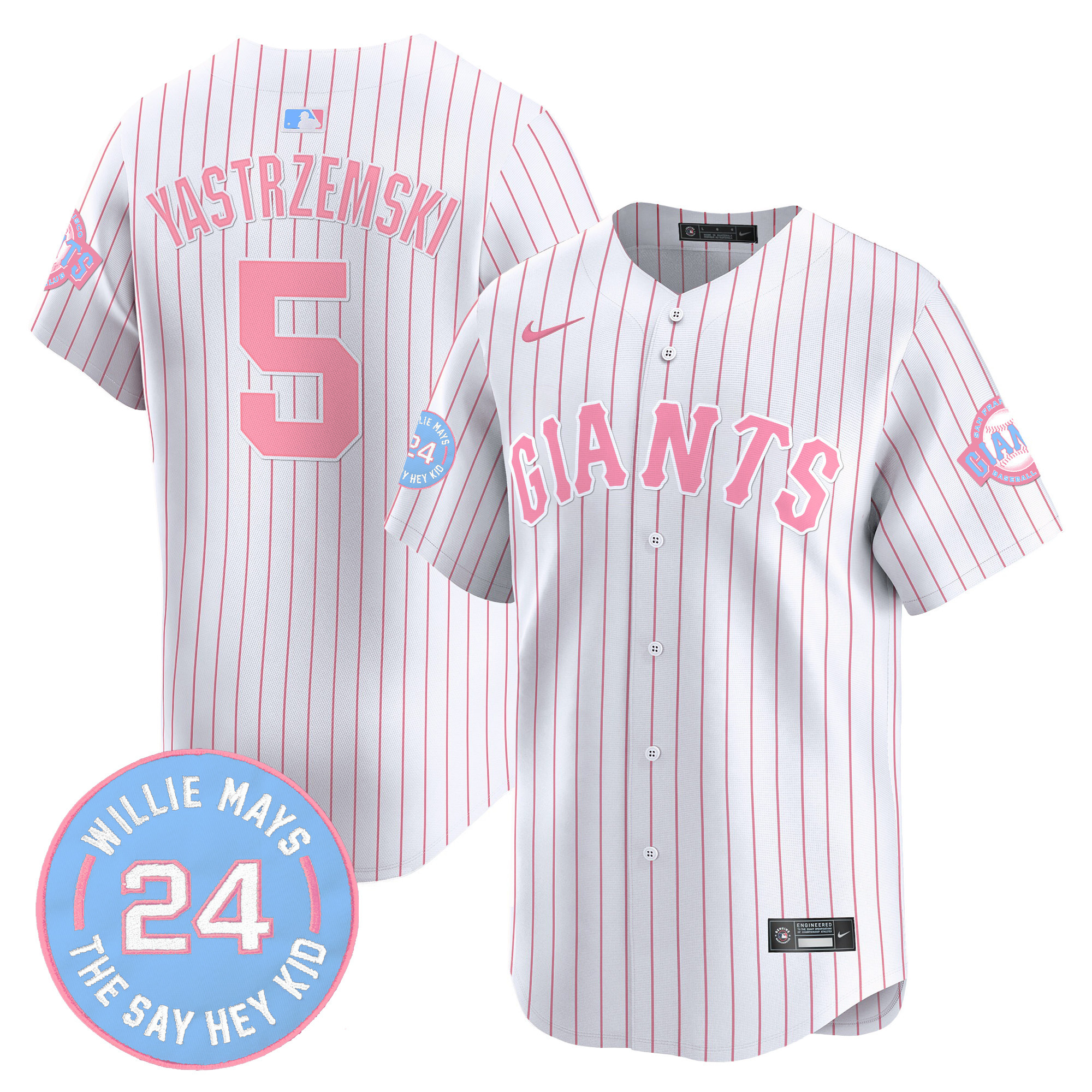 Mike YastrzemskiUnisex San Francisco Giants Bubblegum Pink Vapor Premier Limited Pinstripe Jersey - All Stitched