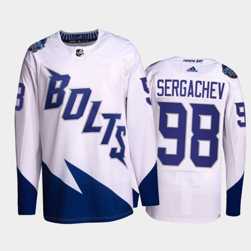 Mikhail Sergachev Lightning 2022 Stadium Series Jersey #98 Primegreen White Uniform