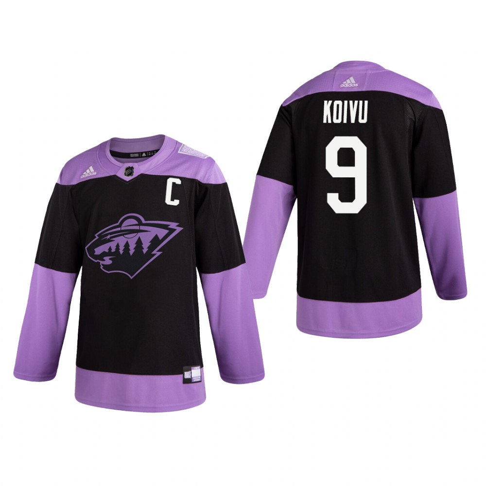 Mikko Koivu #9 Minnesota Wild 2019 Fights Cancer Black Practice Jersey