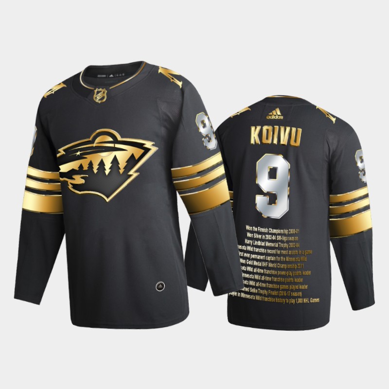 Mikko Koivu #9 Wild Commemorative Black Jersey Career Awards