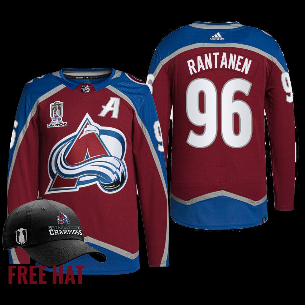 Mikko Rantanen Colorado Avalanche 2022 Stanley Cup Champions Jersey Burgundy #96 Free Hat Uniform
