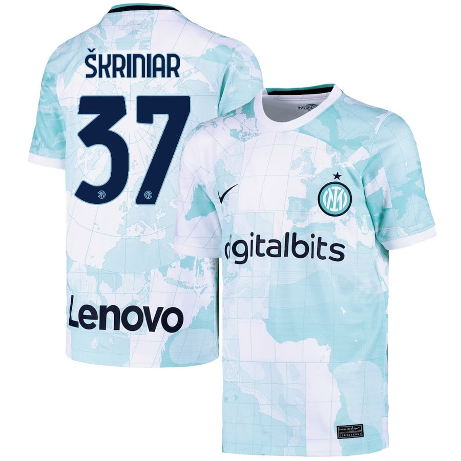 Milan ?kriniar 37 Inter Milan 2022/23 Away Jersey – Youth, Light Green
