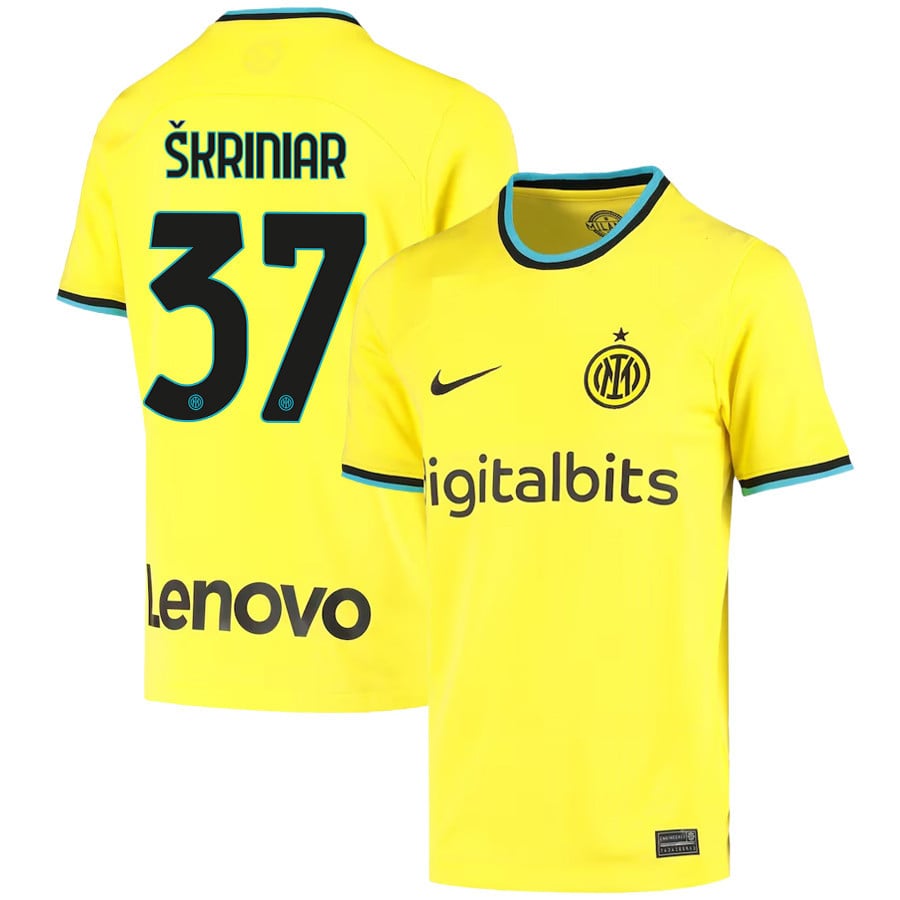 Milan ?kriniar 37 Inter Milan 2022/23 Third Jersey – Youth, Yellow