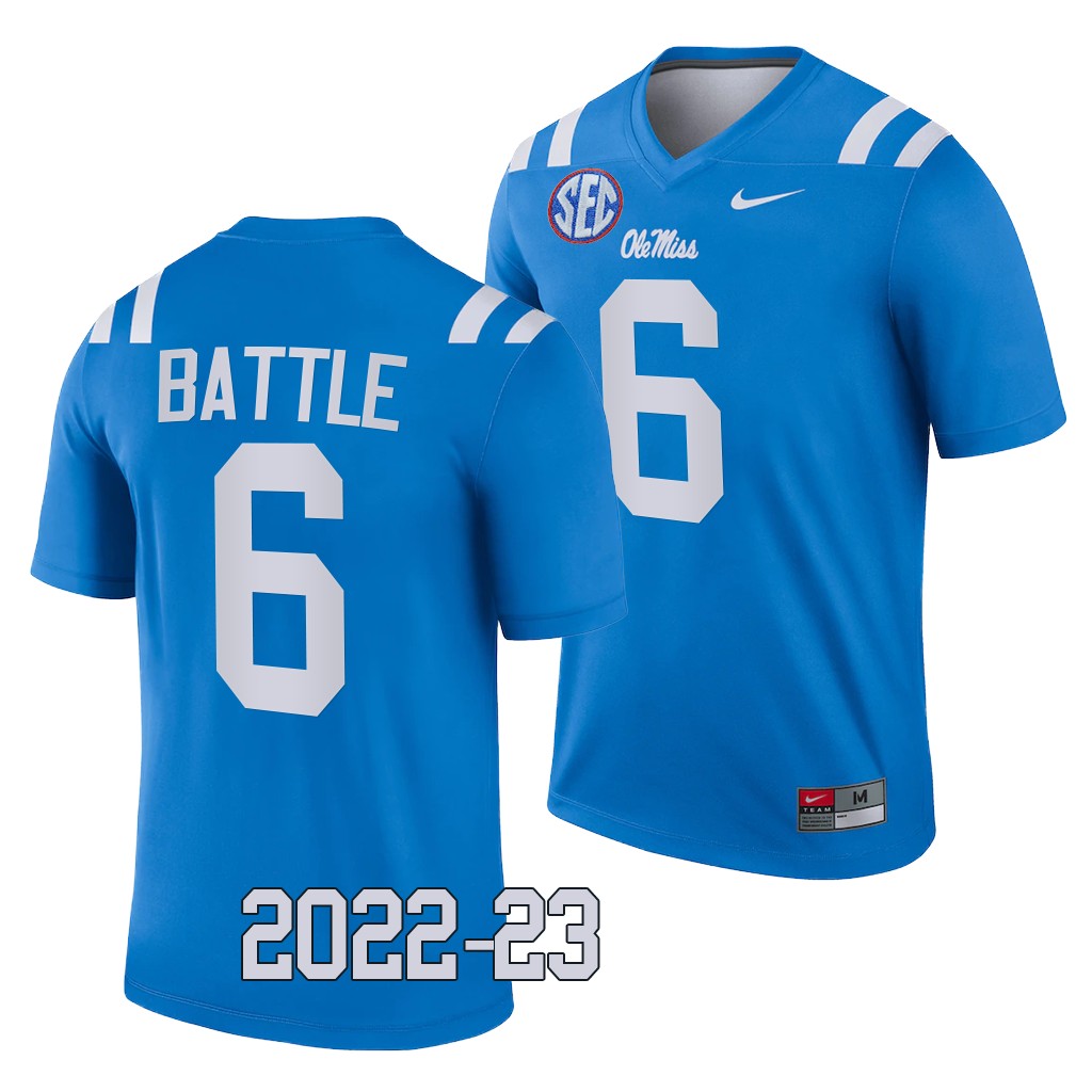Miles Battle Ole Miss Rebels 2022-23 College Legend Jersey Men's Powder Blue #6 Uniform