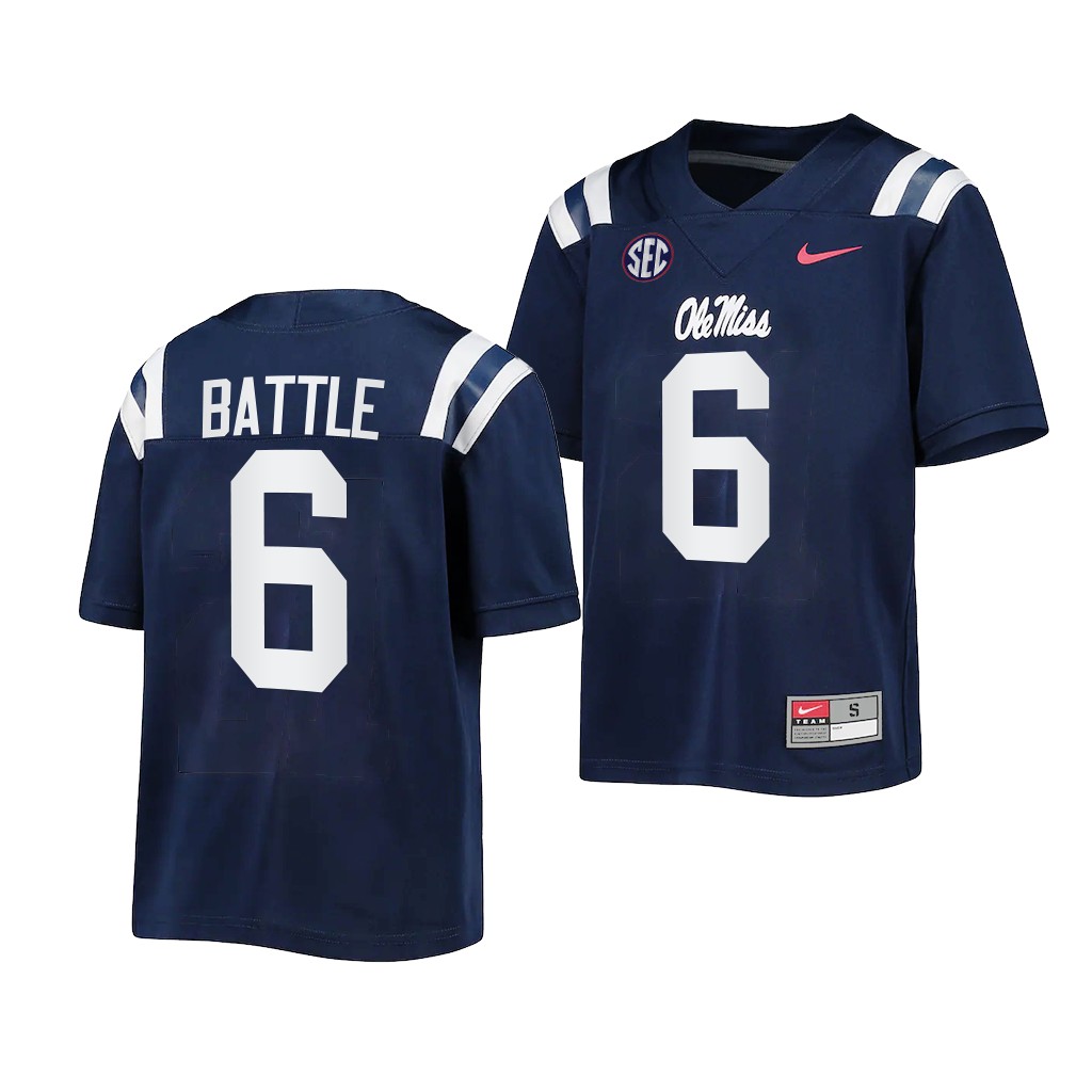 Miles Battle Ole Miss Rebels Navy 2022-23 Untouchable Game Youth Jersey