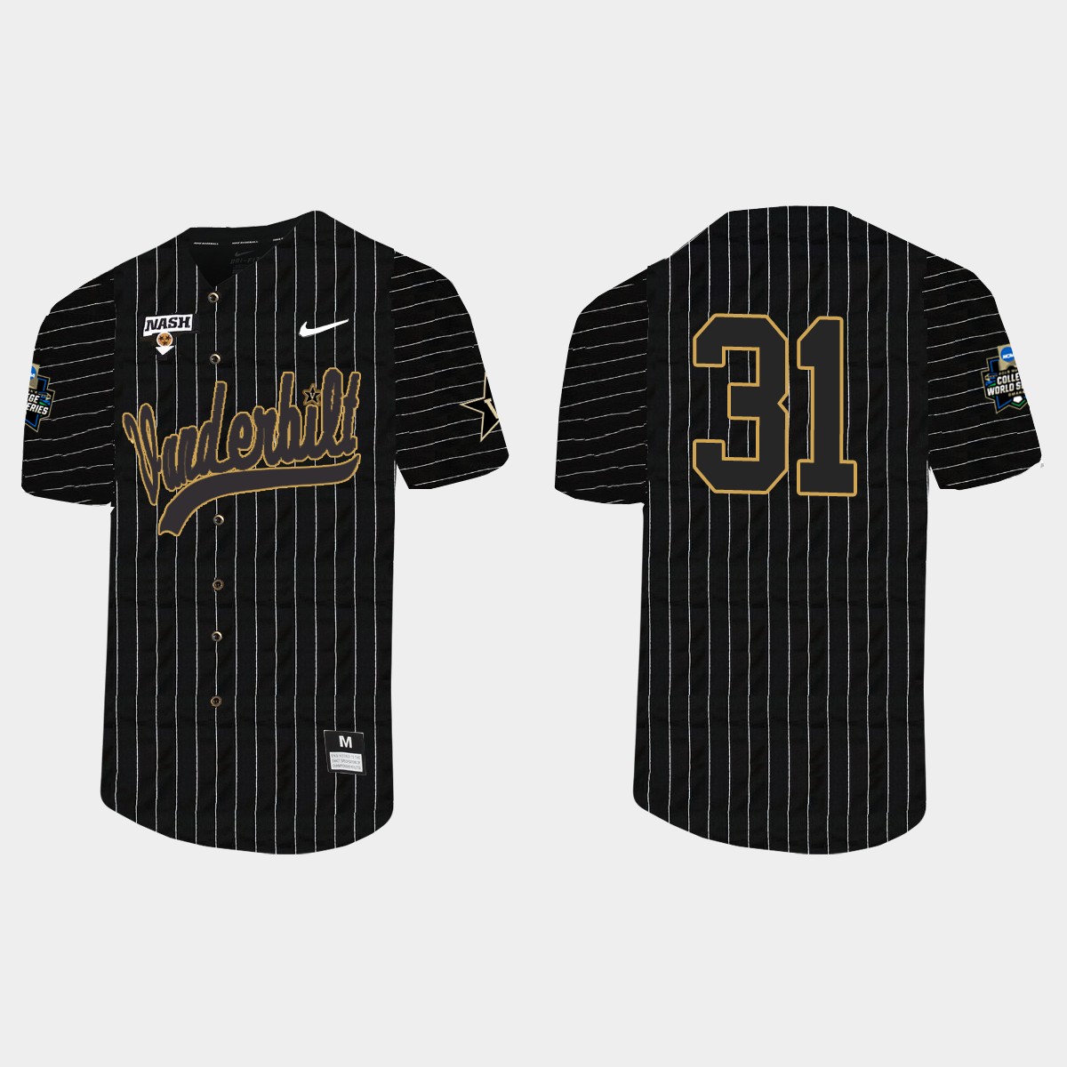 Miles Garrett Vanderbilt Commodores 2021 College World Series Pinstripe Jersey - Black