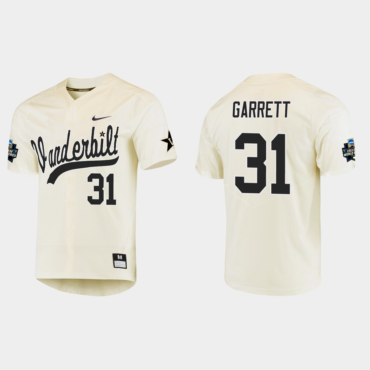 Miles Garrett Vanderbilt Commodores College World Series Jersey - Cream