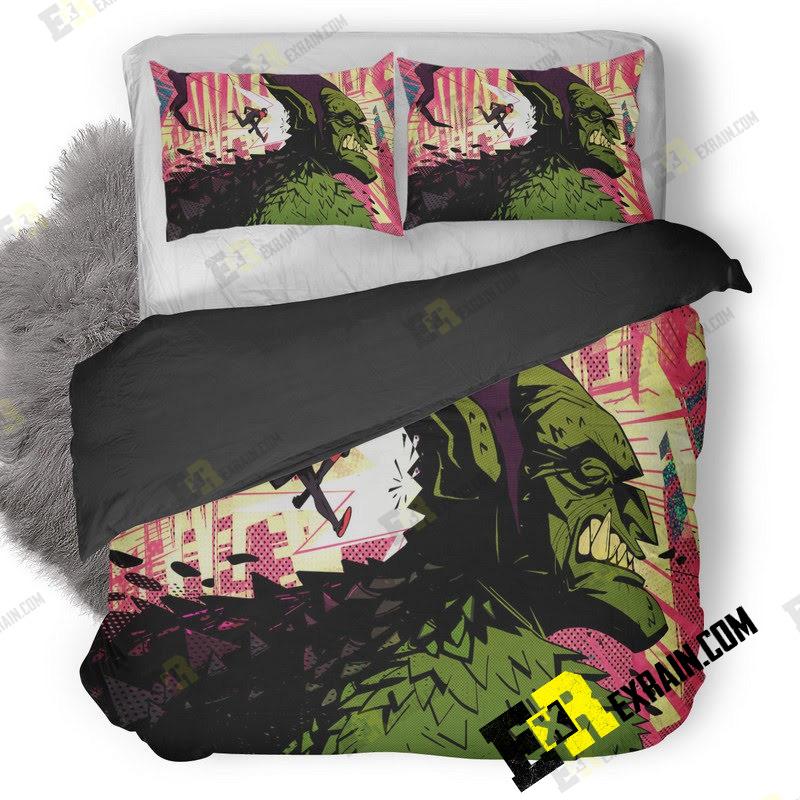 Miles Morales Fighting Against Green Goblin Spiderman Into The Spider Verse Movie 03 3D Customized Duvet Cover Bedding Set
