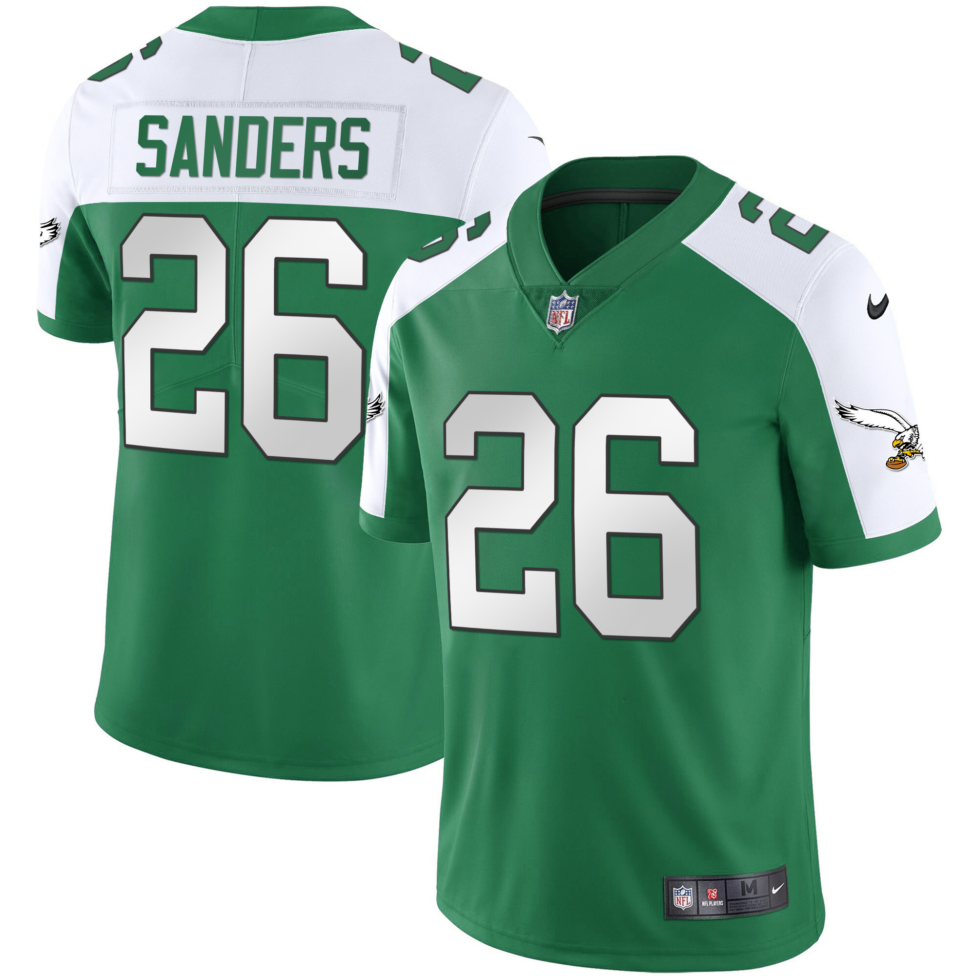 Miles Sanders Men's Philadelphia Eagles Gold & Kelly Vapor Alternate Jersey - All Stitched
