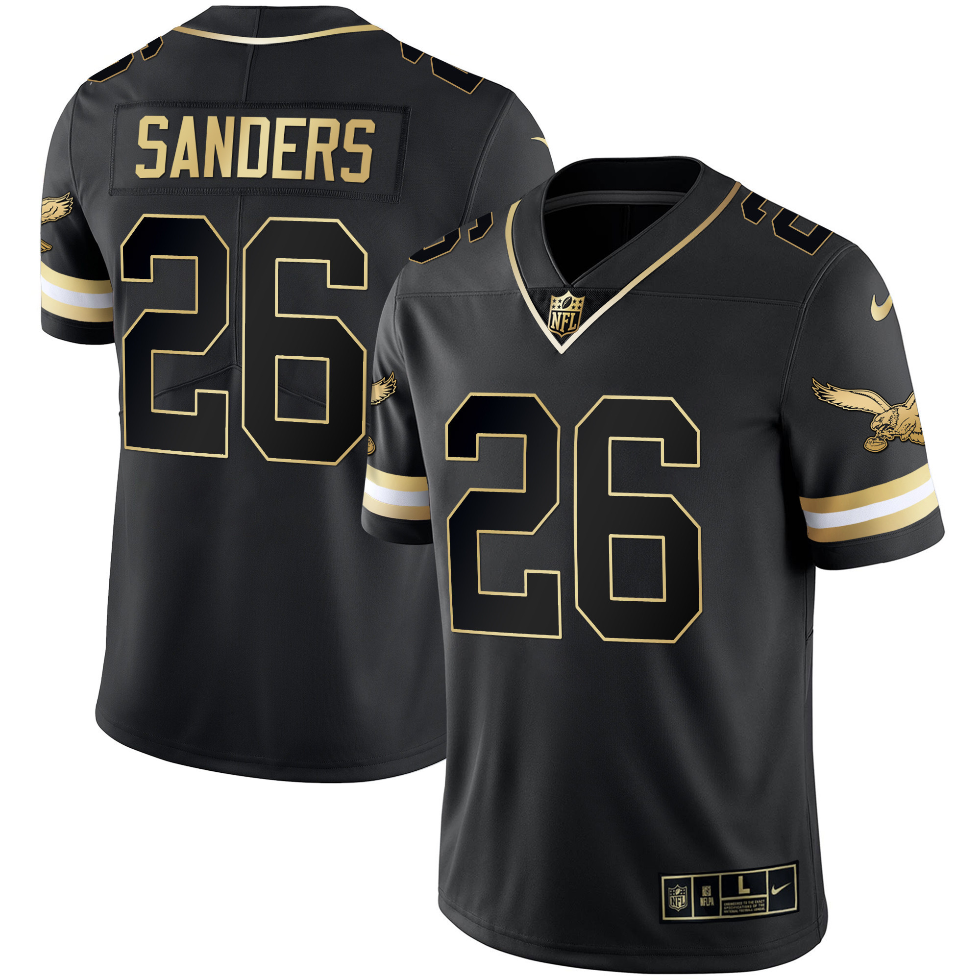 Miles Sanders Men's Philadelphia Eagles Gold & Kelly Vapor Throwback Black Gold Jersey - All Stitched