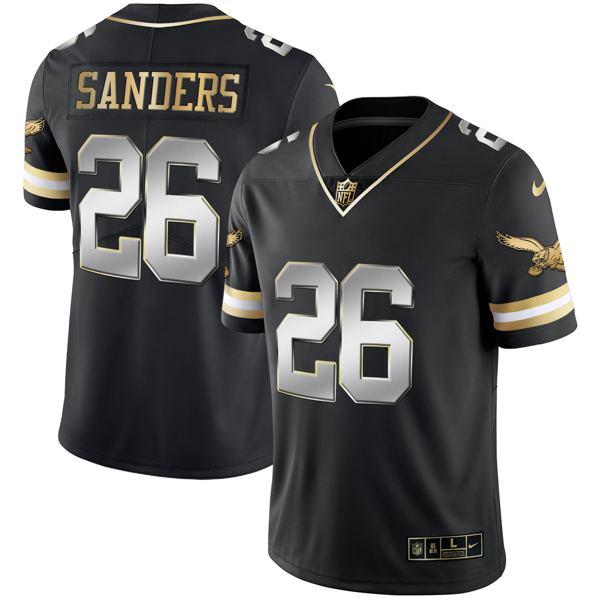 Miles Sanders Men's Philadelphia Eagles Gold & Kelly Vapor Throwback Black Limited Jersey - All Stitched