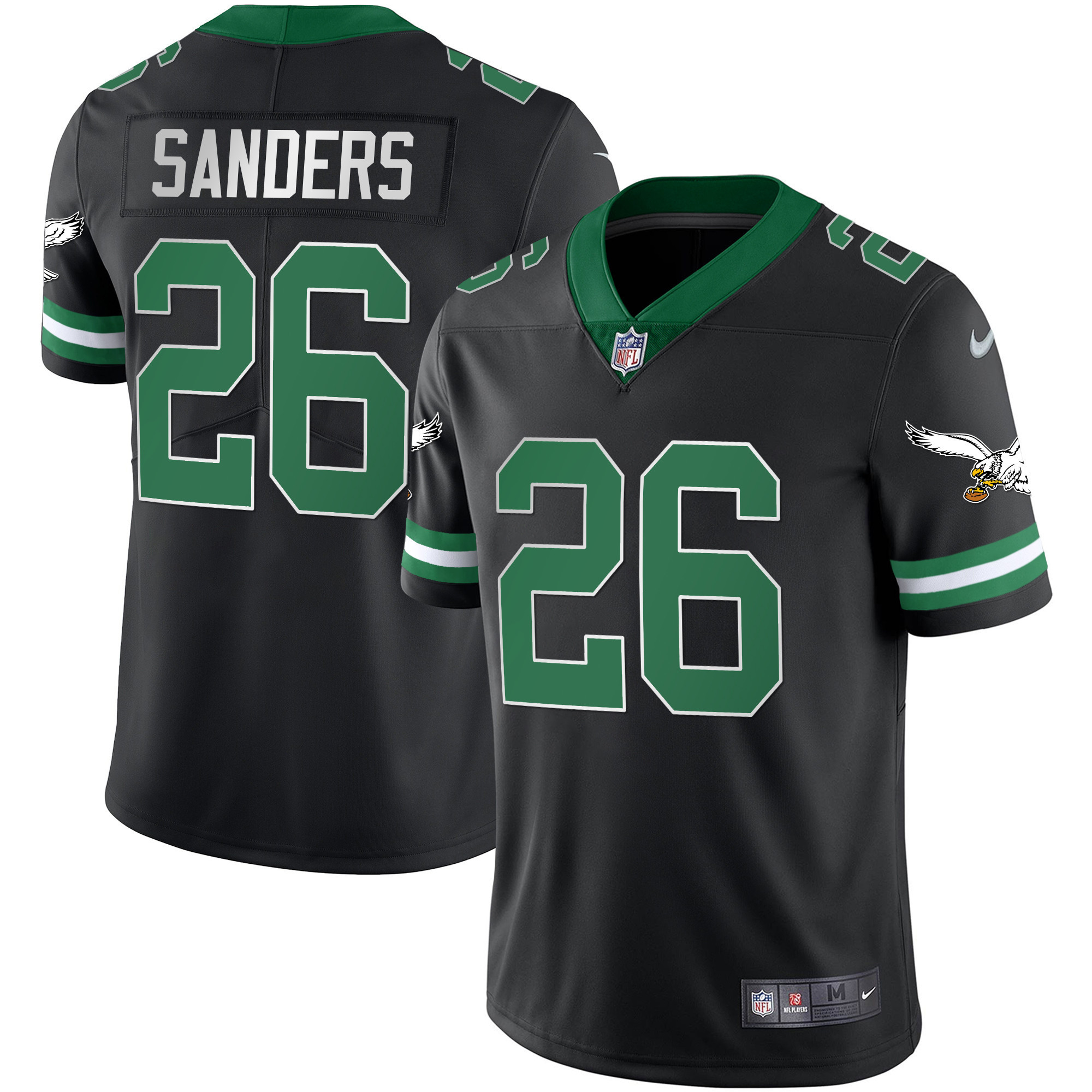 Miles Sanders Men's Philadelphia Eagles Gold & Kelly Vapor Throwback Kelly Black Jersey - All Stitched