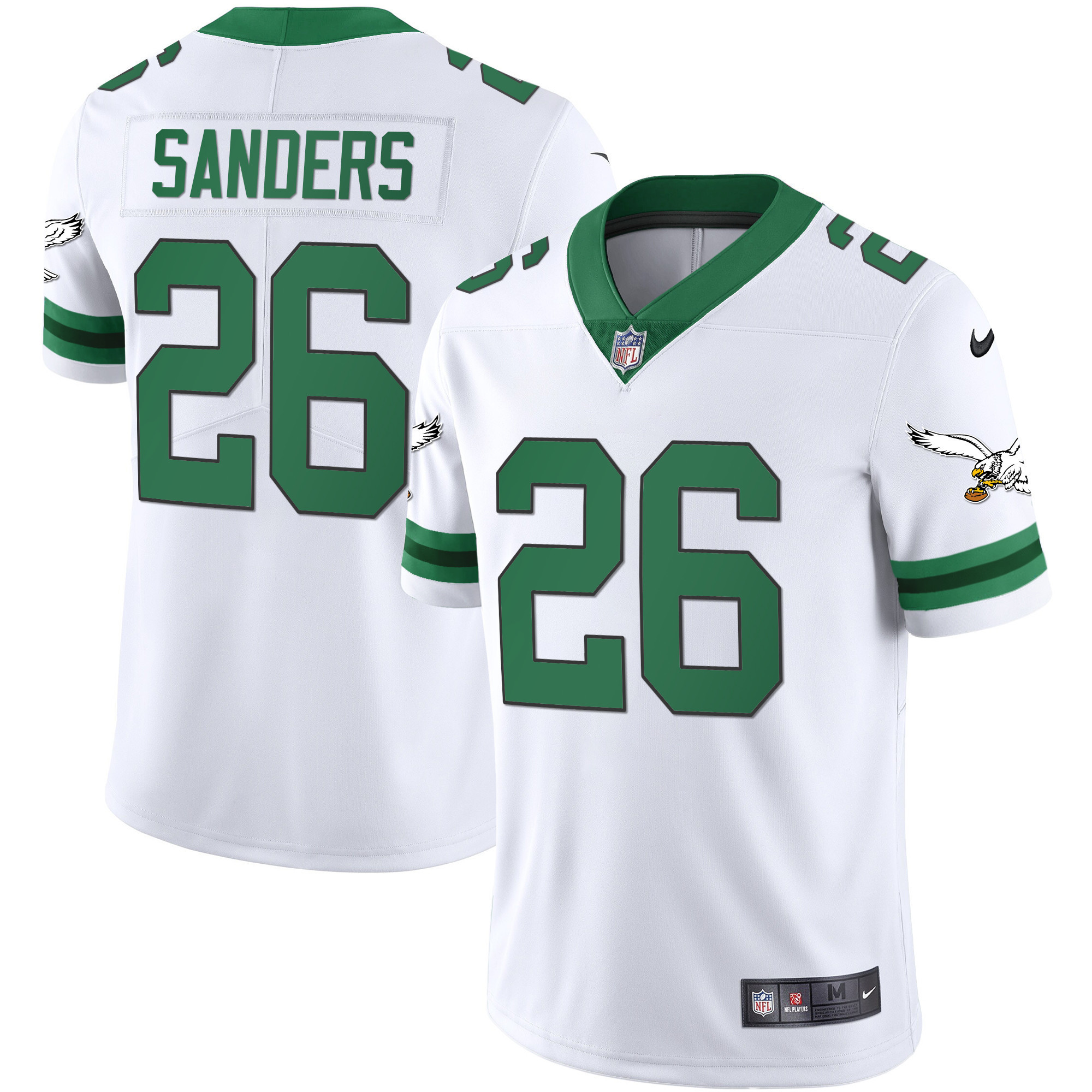 Miles Sanders Men's Philadelphia Eagles Gold & Kelly Vapor Throwback Kelly White Jersey - All Stitched