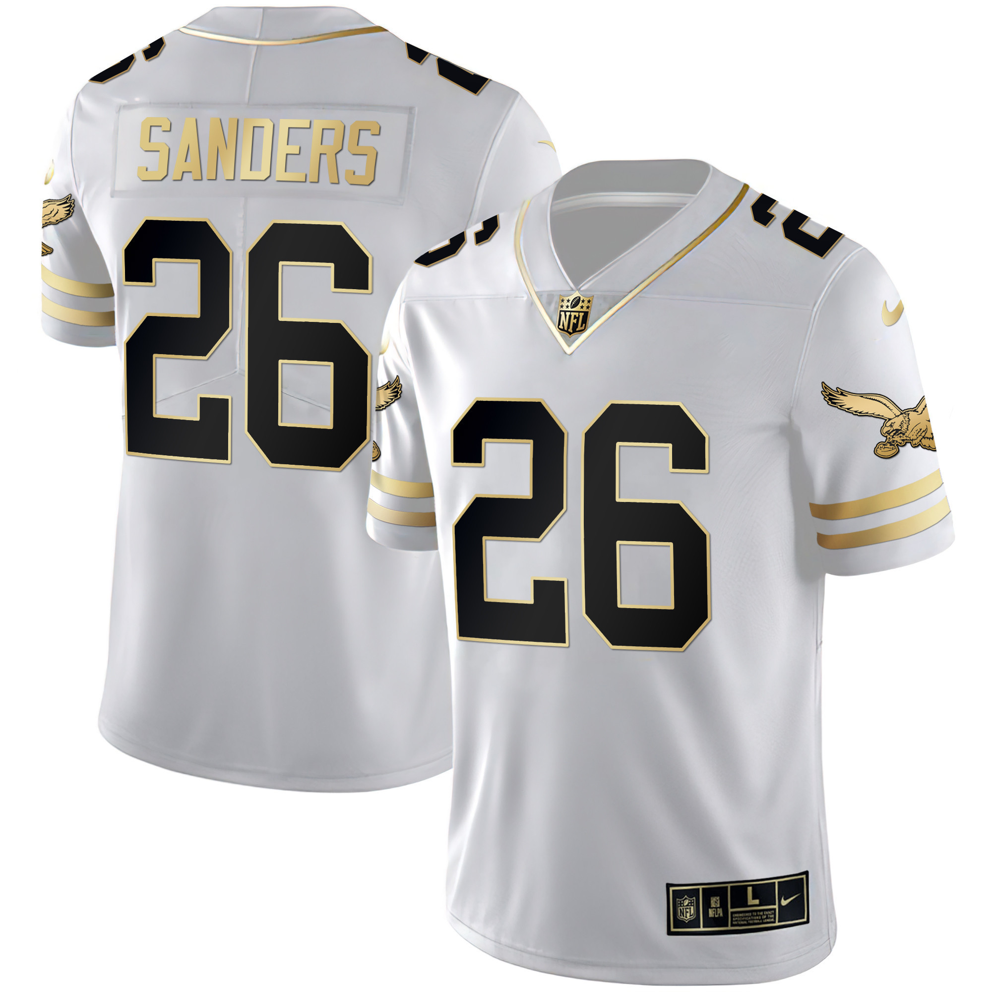 Miles Sanders Men's Philadelphia Eagles Gold & Kelly Vapor Throwback White Gold Jersey - All Stitched