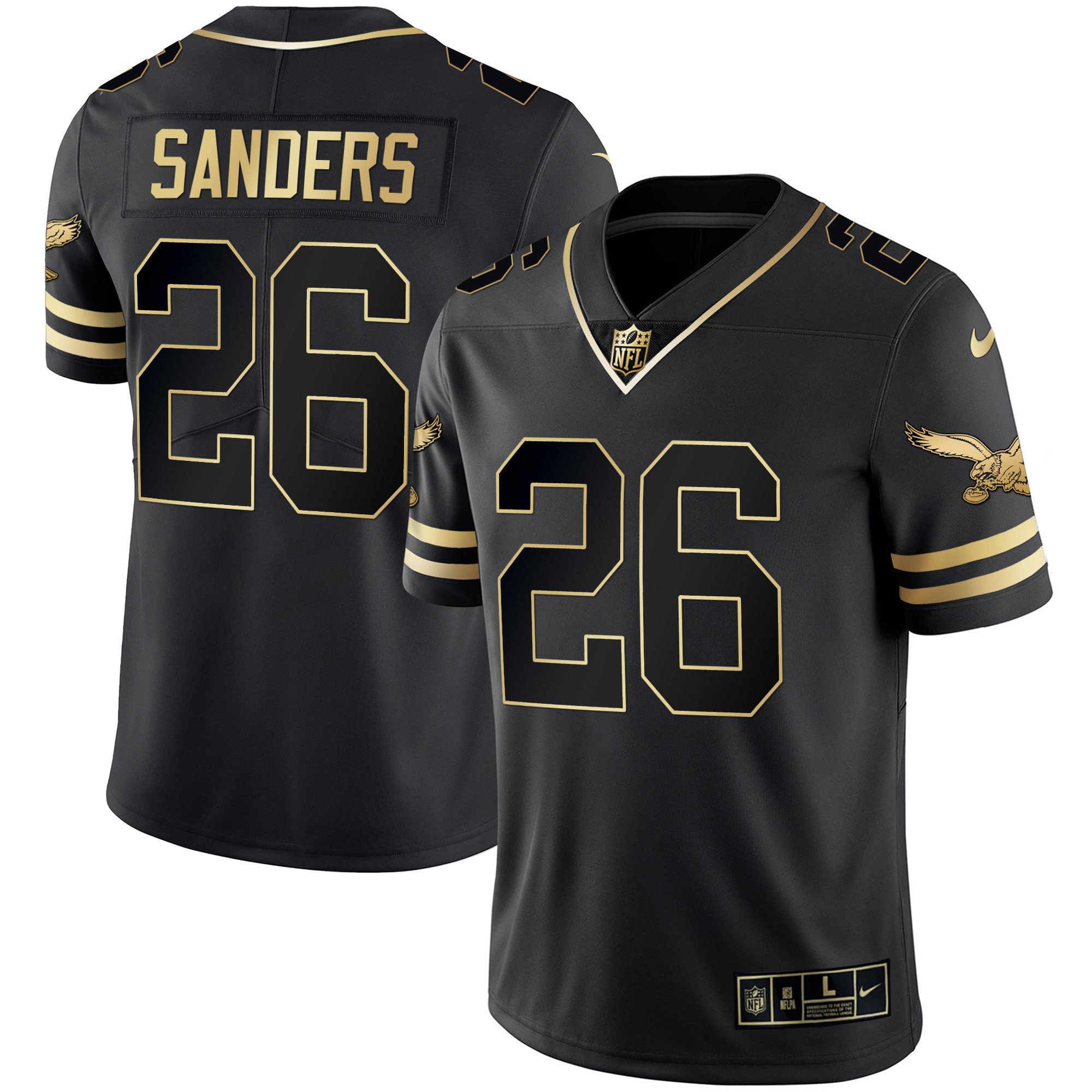 Miles Sanders Men's Philadelphia Eagles Gold & Kelly Vapor V2 Black Gold Jersey - All Stitched