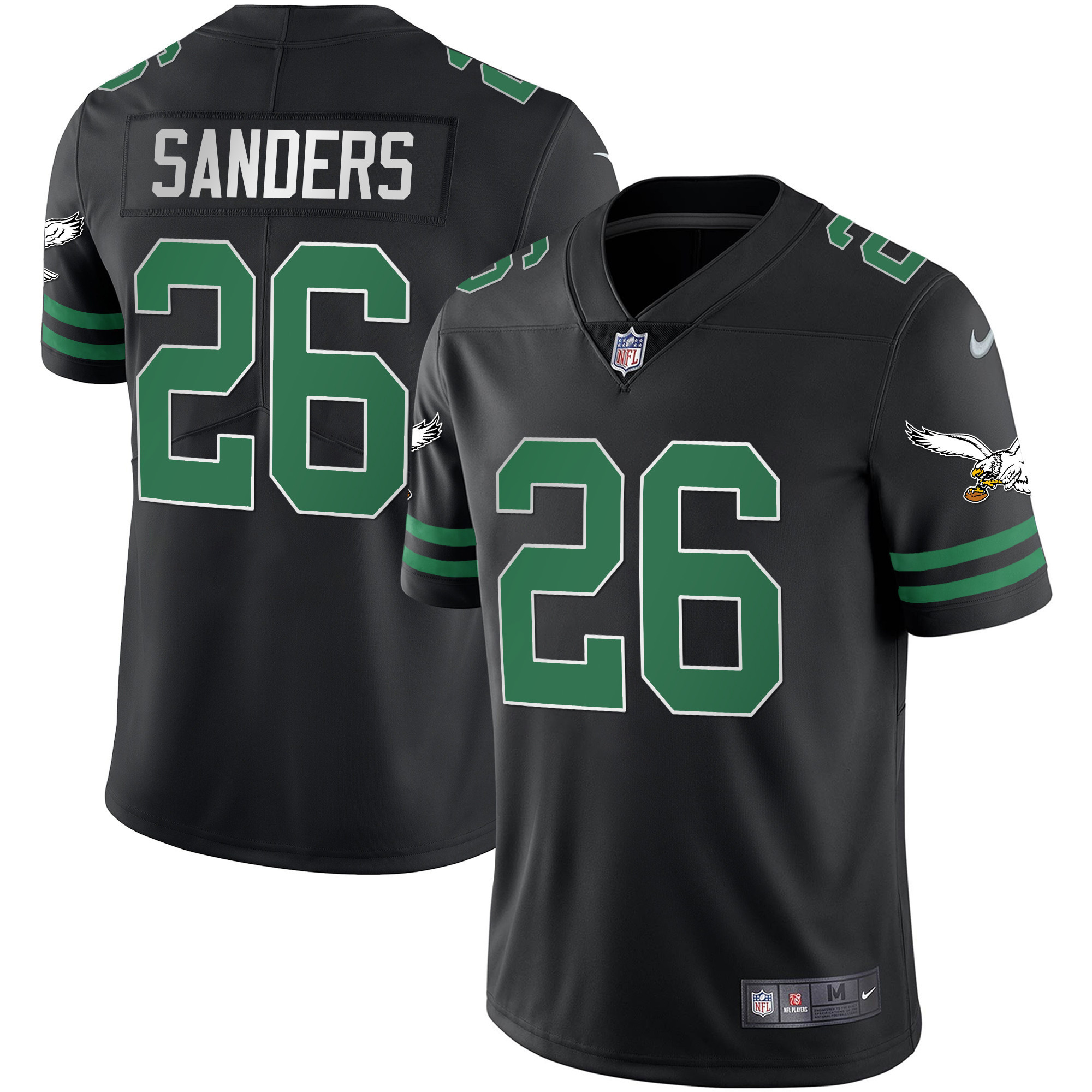 Miles Sanders Men's Philadelphia Eagles Gold & Kelly Vapor V2 Kelly Black Jersey - All Stitched