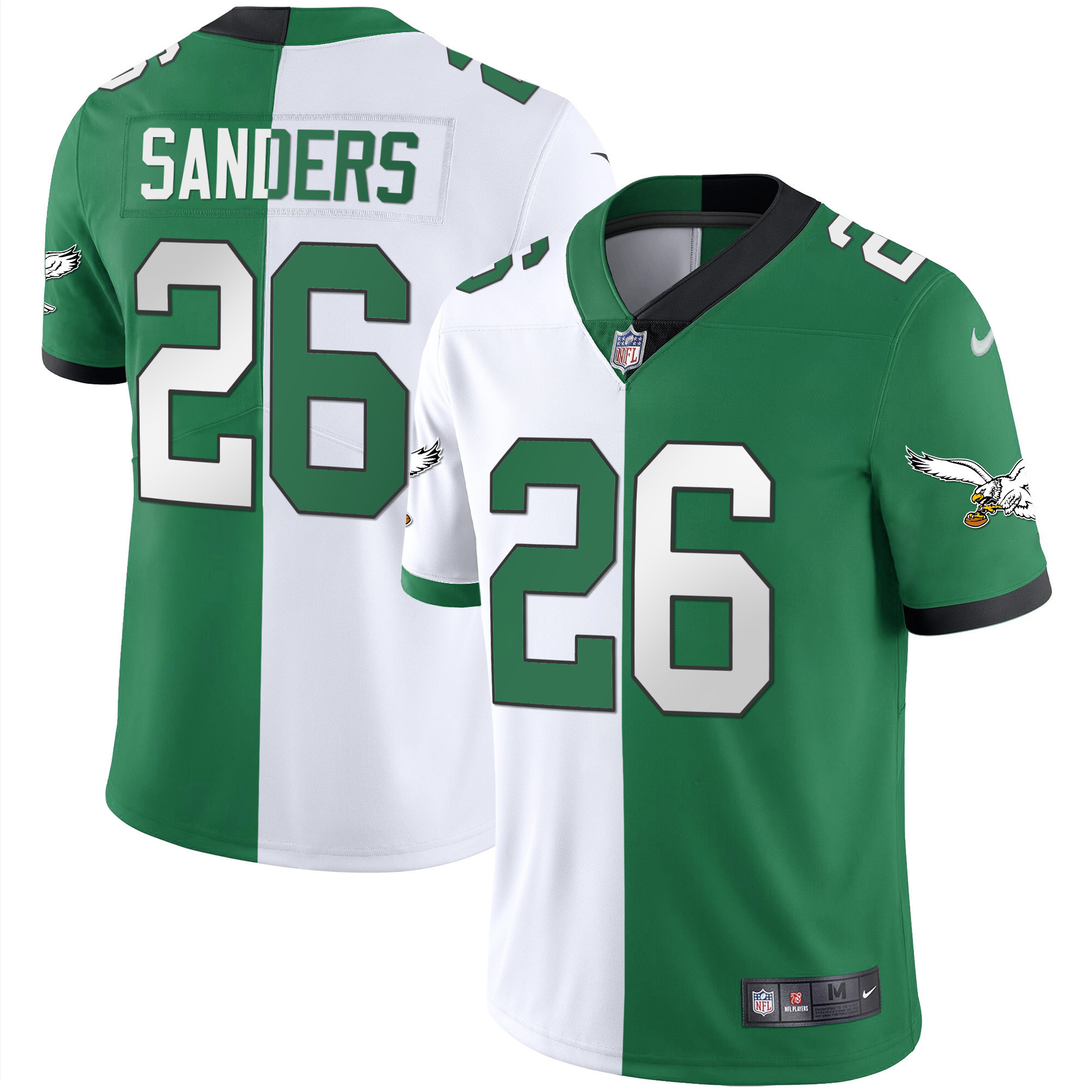 Miles Sanders Men's Philadelphia Eagles Gold & Kelly Vapor V2 Split Jersey - All Stitched