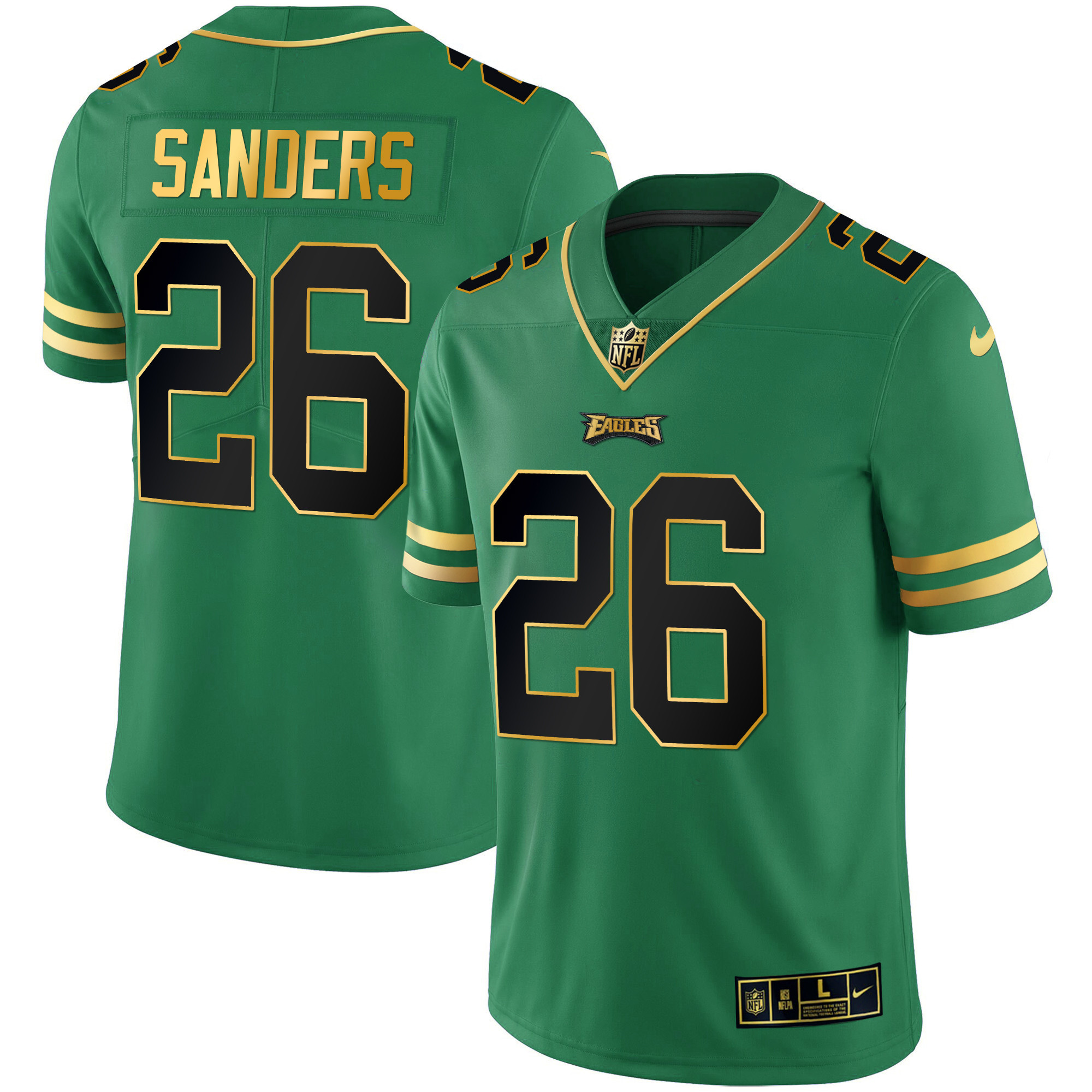 Miles Sanders Men's Philadelphia Eagles Gold & Kelly Vapor V3 Kelly Green Jersey - All Stitched